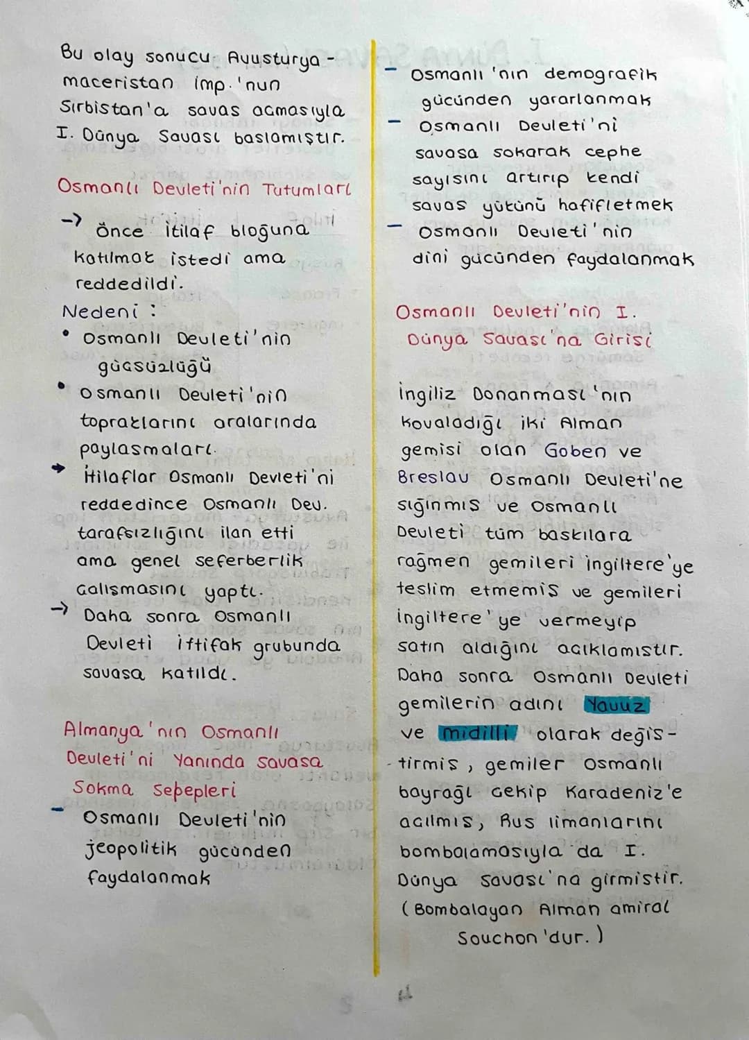 # I. DÜNYA SAVASI (1914-1918)

Dünya Savası denilmesinin
nedenleri:
- Sonuçları evrenseldir.
- Farklı kıtalardan devletler
katıldığı için sa