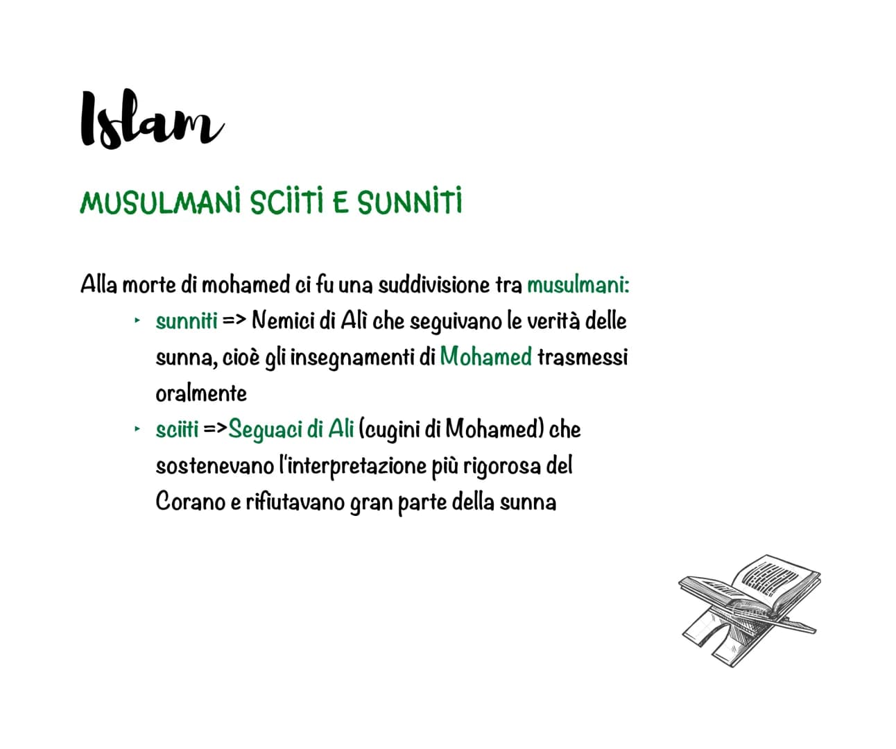 LA PREGHIERA

LA MOSCHEA

IL LIBRO SACRO

CURIOSITÀ

Islam

15 PRINCIPI
FONDAMENTALI

MUSULMANI
SCIUTIE SUNNITI

SIGNIFICATO
E SIMBOLO

ORIG