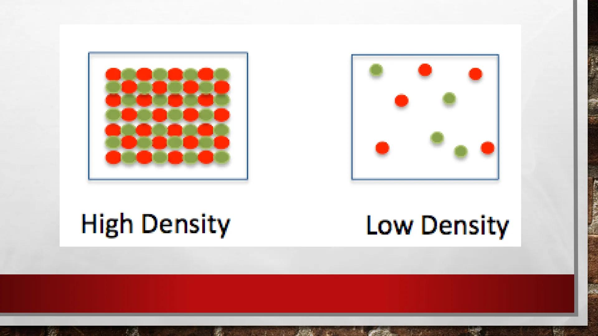 # PROPERTIES OF GASES # LOW DENSITY

*   GASES CONTAIN SCATTERED MOLECULES THAT ARE
DISPERSED ACROSS A GIVEN VOLUME AND ARE
THEREFORE LESS D