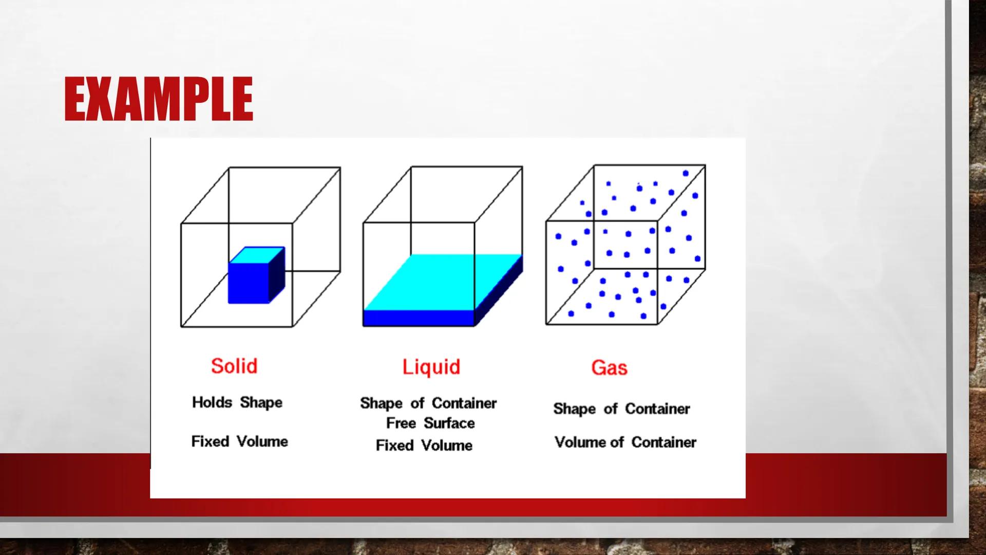 # PROPERTIES OF GASES # LOW DENSITY

*   GASES CONTAIN SCATTERED MOLECULES THAT ARE
DISPERSED ACROSS A GIVEN VOLUME AND ARE
THEREFORE LESS D