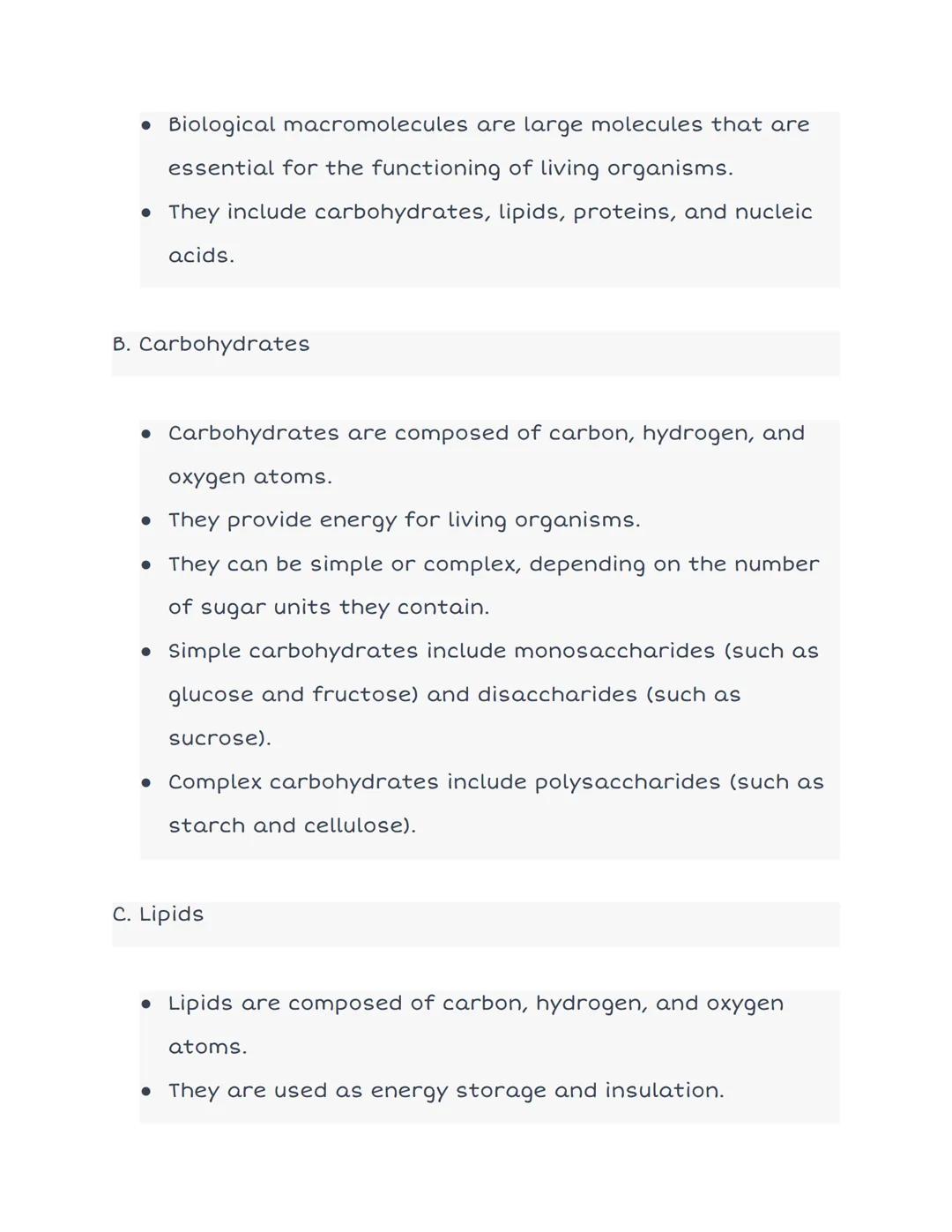 # 1.3 Introduction to Biological

# Macromolecules

| Nucleic Acid | Carbohydrate | Lipid | Protein |
|---|---|---|---|
|![Nucleic Acid](nul