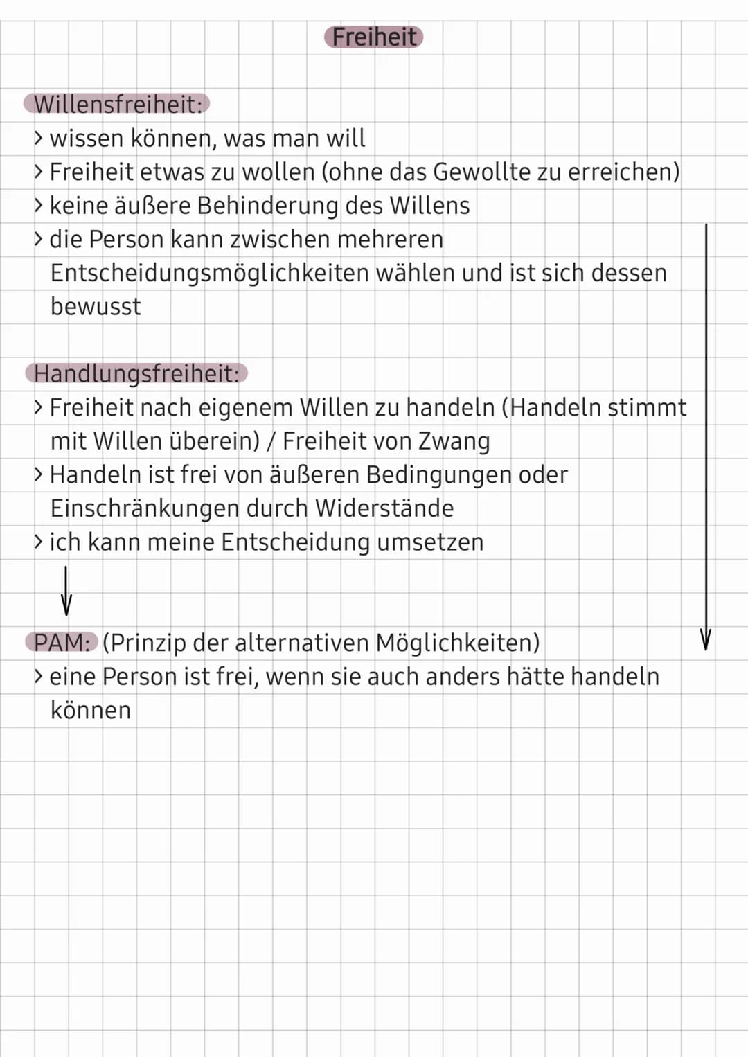 Freiheit

Willensfreiheit:
> wissen können, was man will
> Freiheit etwas zu wollen (ohne das Gewollte zu erreichen)
> keine äußere Behinder