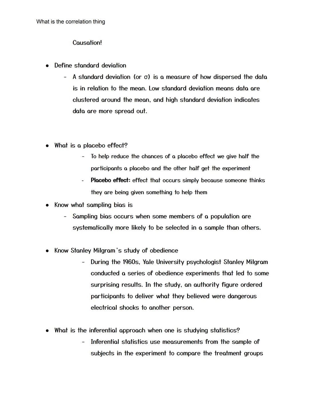 What is the correlation thing

AP Psychology Test Review For Test One
2021 - 40 Multiple Choice

(Finished)

• Name some disadvantages of lo