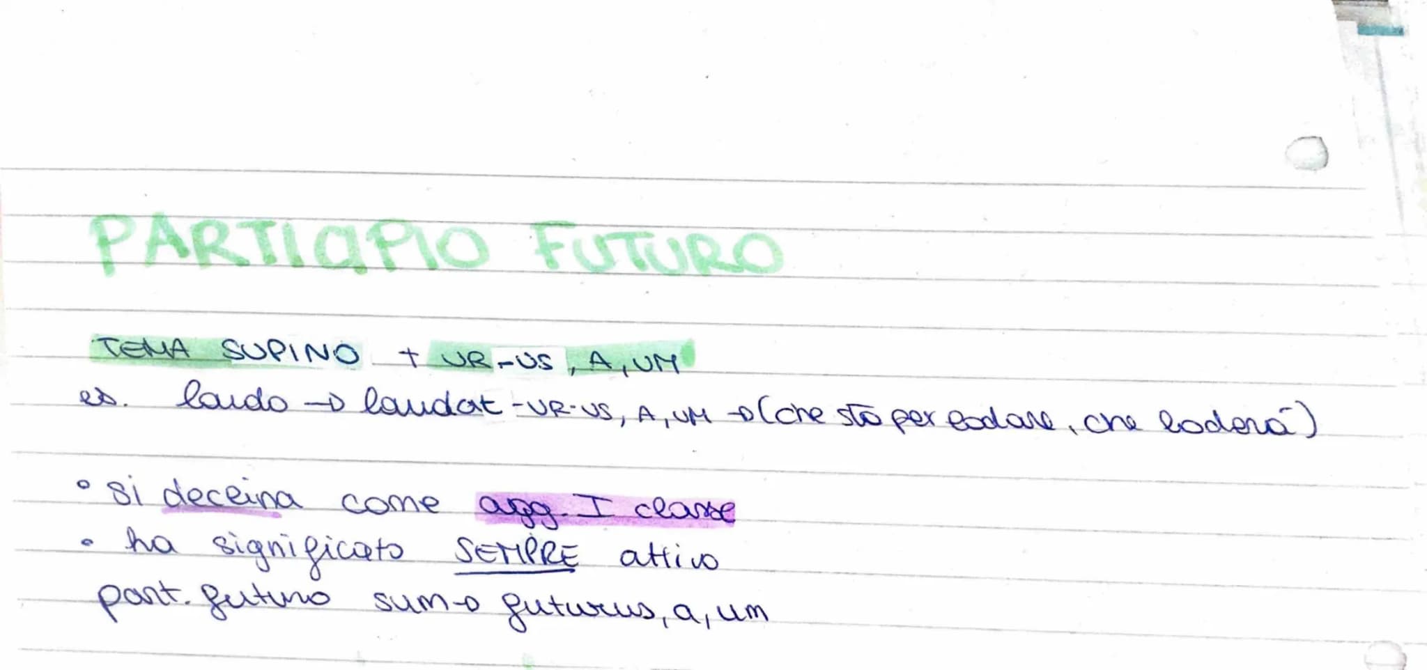 ### PARTICIPIO

*   apgettivo verbale
*   HA TRE TEMPI : presente, perfetto, futuro.

### PARTIOPIO PRESENTE

TEMA PRESENTE (+ vocale bemati