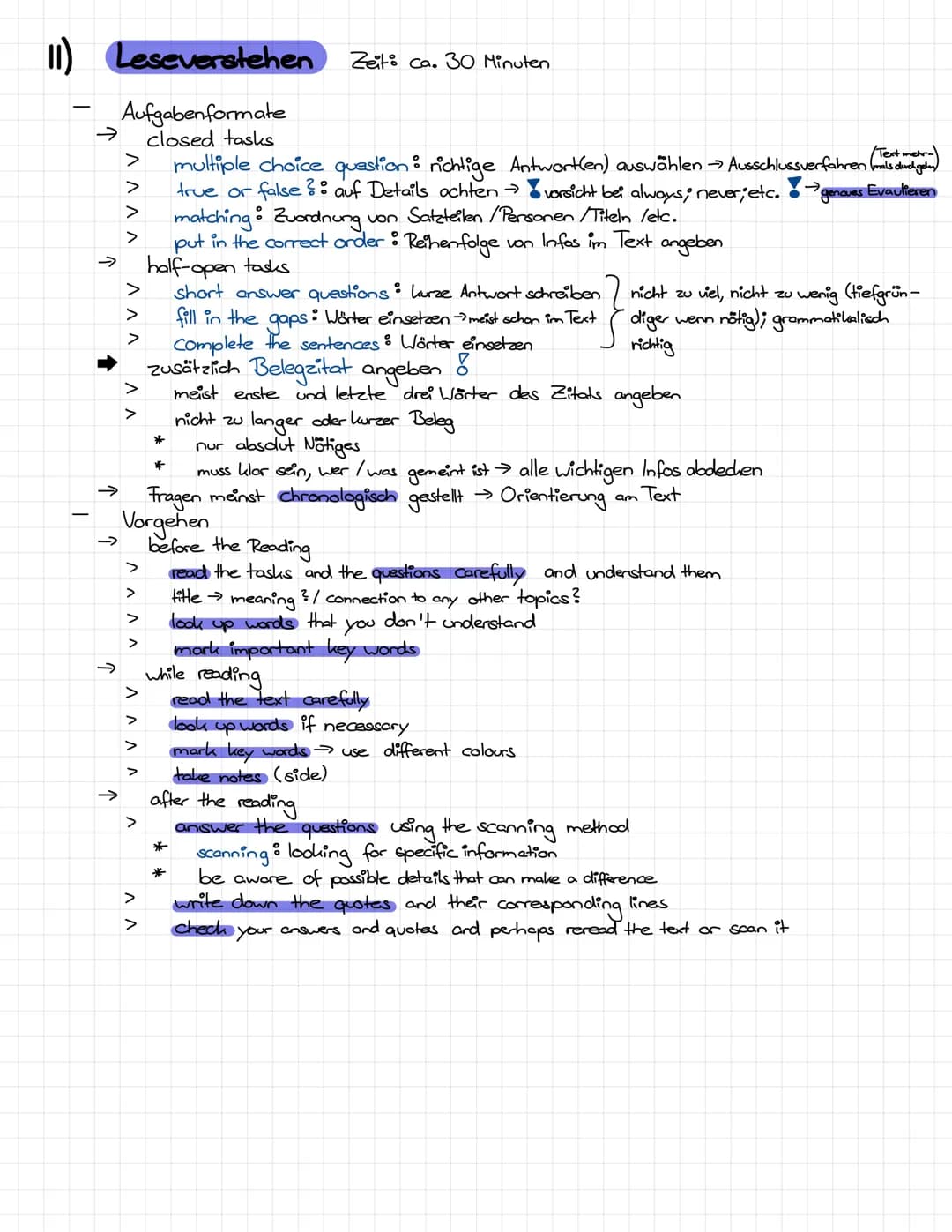 # Prüfungs- & Aufgabenformen

1) Hörverstehen Zeit: 30 Minuten

- Aufgabenformate

> closed tasks

> multiple choice question: richtige Antw