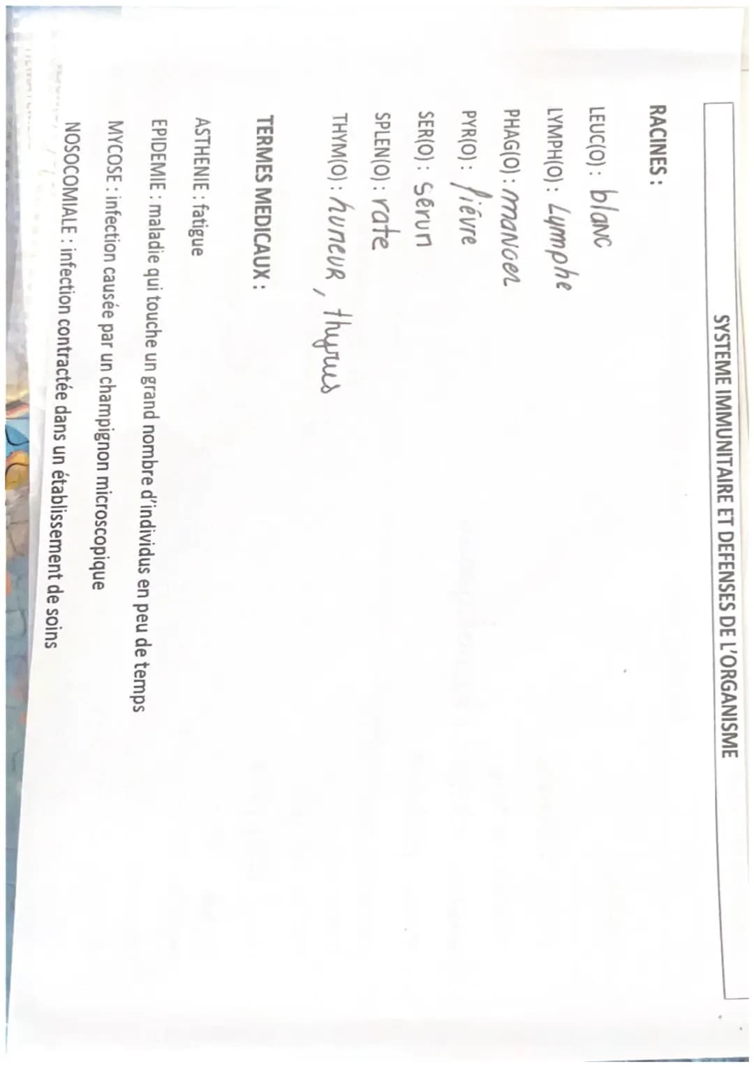 TERMINOLOGIE
Radicaux, préfixes et suffixes
ORGANISATION ET FONCTIONNEMENT INTÉGRÉ

Racines
Sens
cardi(o)-
cœur
cary(o)-, nuclé(o)-
noyau
cé