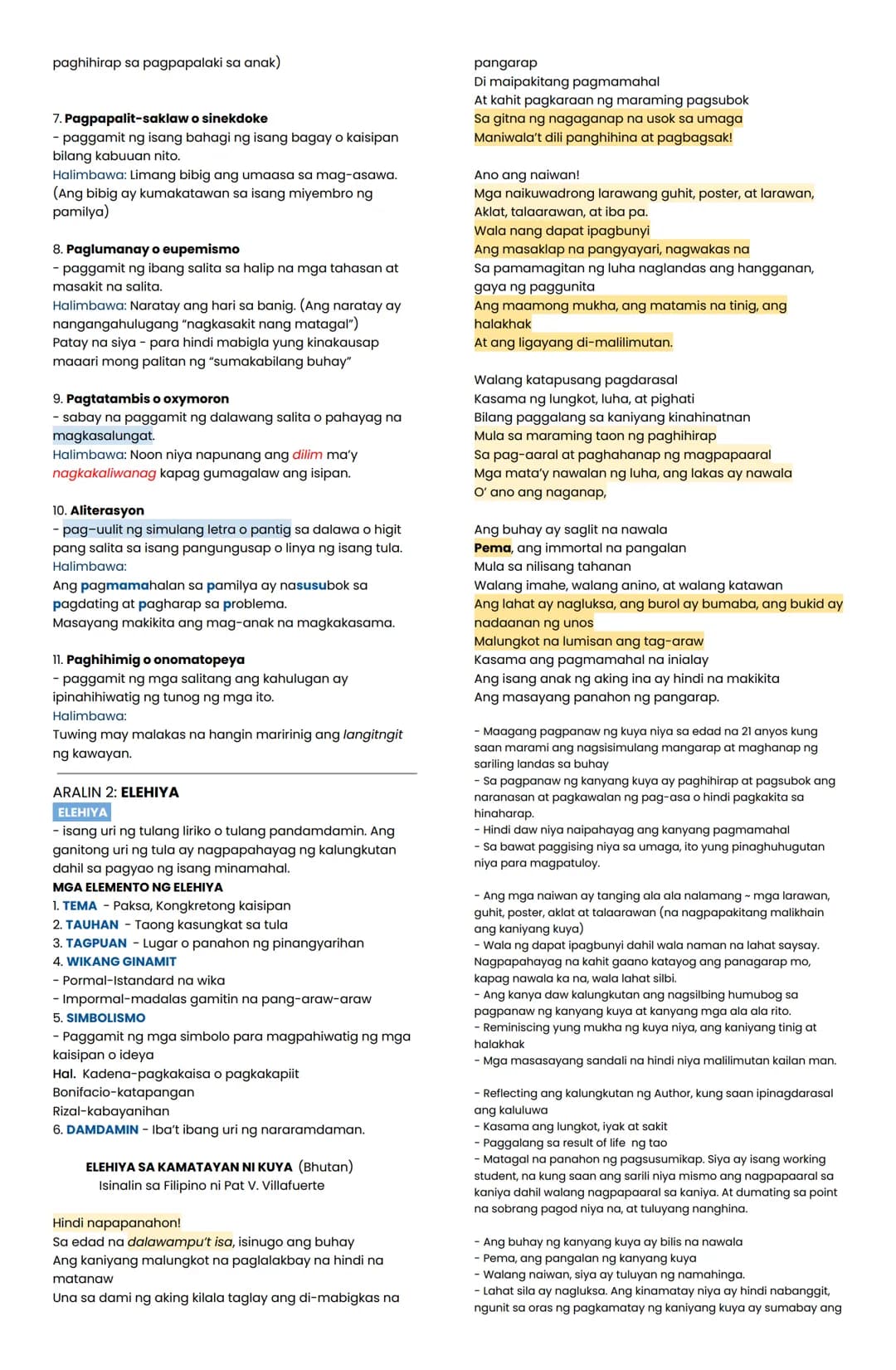 ARALIN 1: PARABULA
MATERYAL - tradisyon, nilikha at ginamit ng mga pangkat
etniko. Nahahawakan gaya ng mga kasangkapan,
pananamit
DI-MATERYA