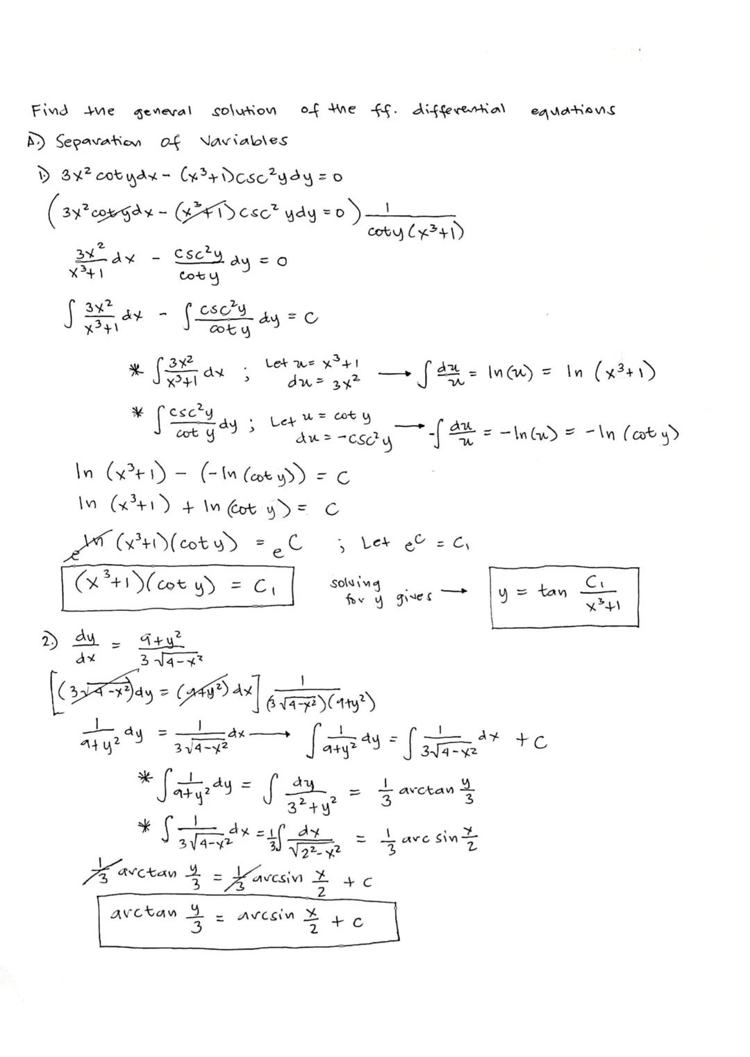 1) Variable Separable / Homogeneous Equation.

x²y' = 4x² + 7xy + 2y²
x² = 4x² + 7xy + 2y²

Let y = VX
dy = Vdx + xdv

x²(vdx + xdv) = 4x² +