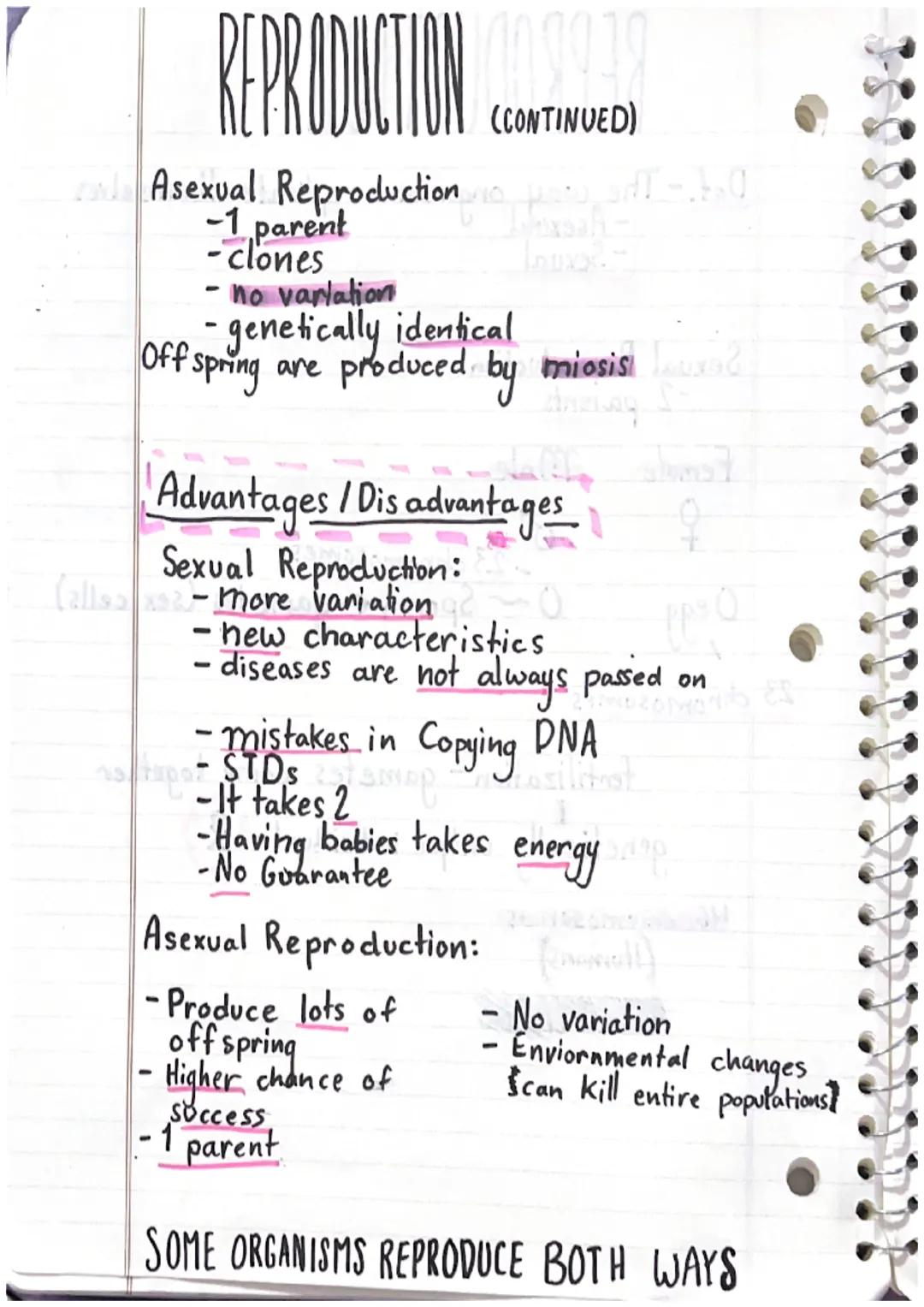 # REPRODUCTION

Def. The way organisms replicate themselves
- Asexval
- Sexual

Sexual Reproduction
-2 parents

Female Male

Female
오
+

Deg