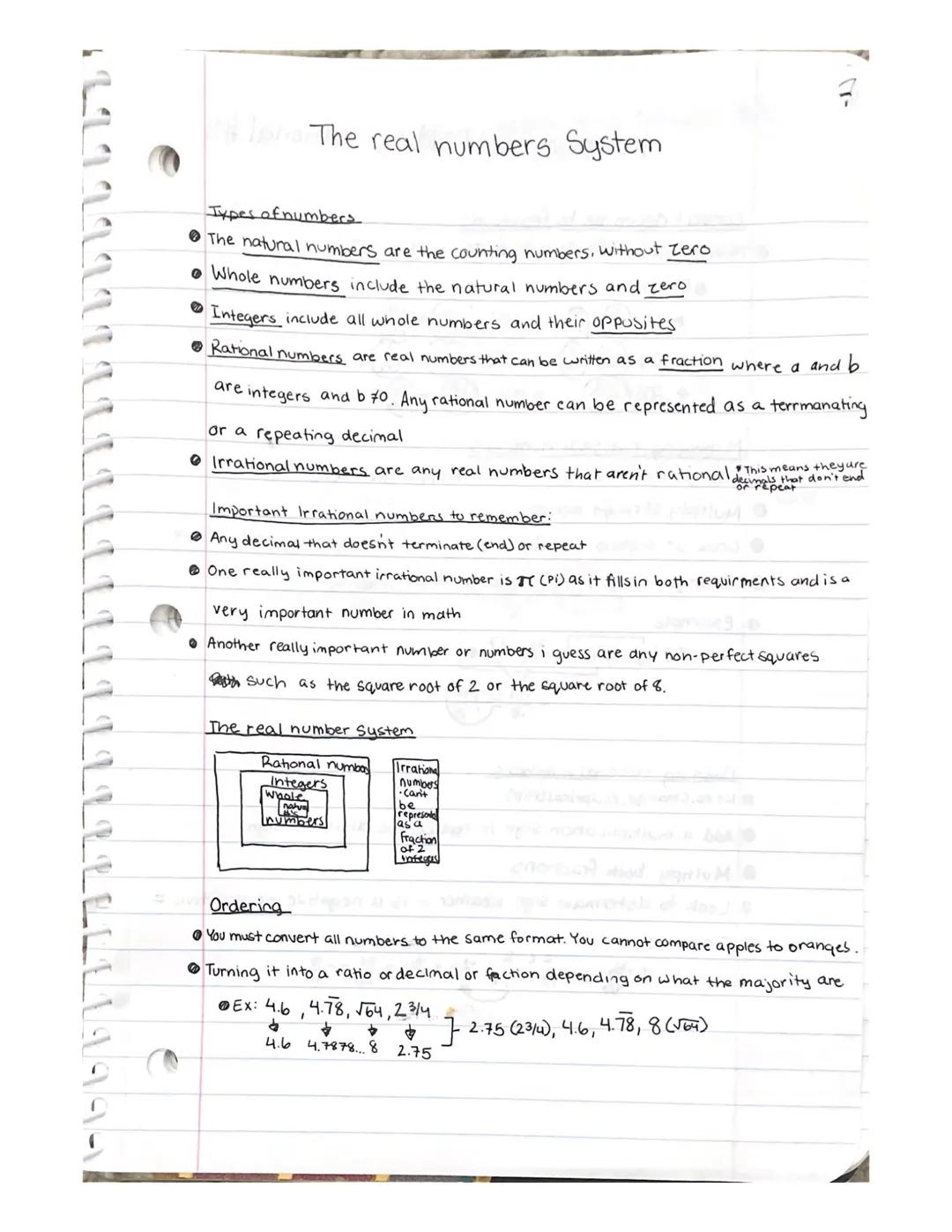 # The real numbers System

Types of numbers.
*   The natural numbers are the counting numbers, without zero
*   Whole numbers include the na