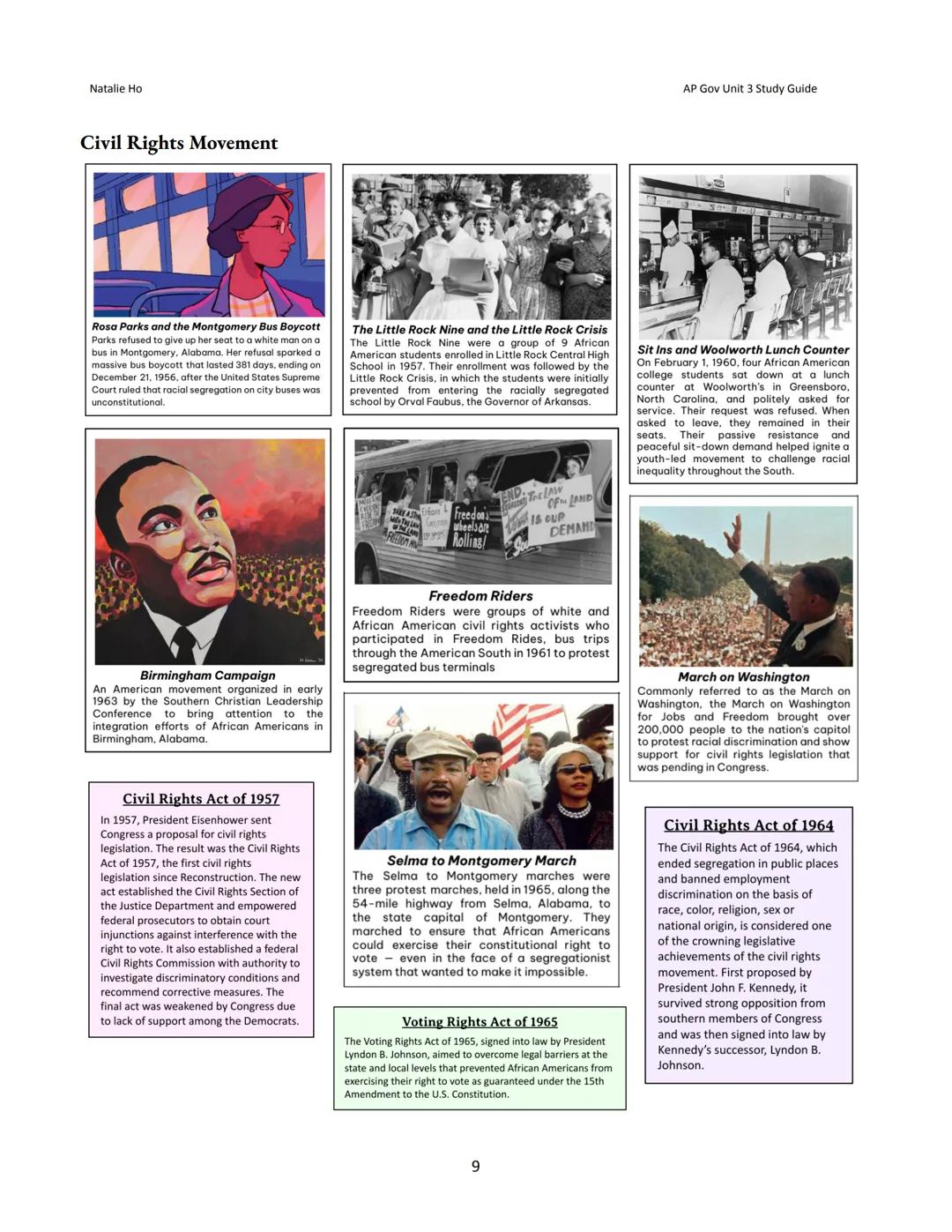 Natalie Ho
AP Gov Unit 3 Study Guide

# Unit 3: Civil Liberties and Civil
Rights - Study Guide

## Topic 1: Civil Liberties → Freedom

* Civ