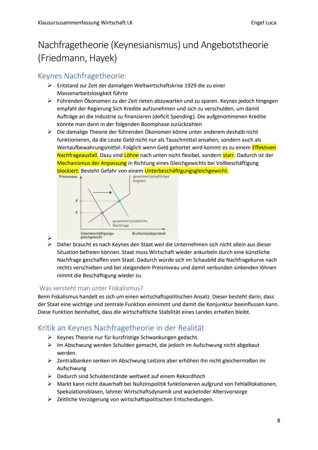 Klausurzusammenfassung Wirtschaft LK
Engel Luca

arbeitsverhält Themen
➤ Stellenwert von Arbeit (für Gesellschaft und Individuum), S. 368-37