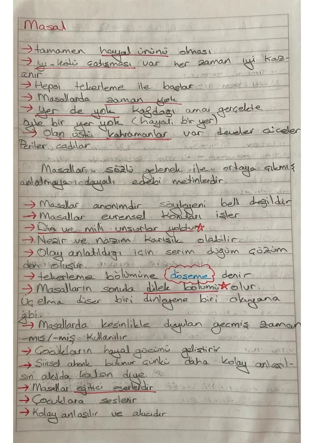 Masal

→tamamen hayal ününü olması
→ys-kölü çatışması var her zaman
anır

→Hepsi tekerleme ile başla

Masallarda zaman yok ama gerçelete
→ y