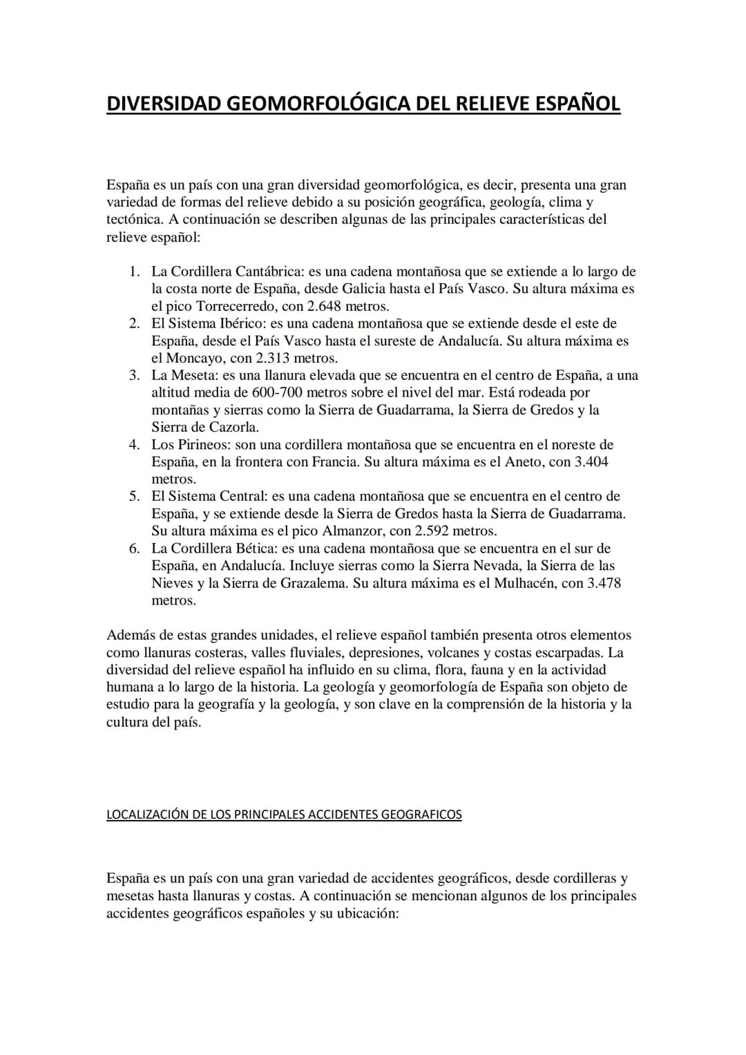 # DIVERSIDAD GEOMORFOLÓGICA DEL RELIEVE ESPAÑOL

España es un país con una gran diversidad geomorfológica, es decir, presenta una gran
varie