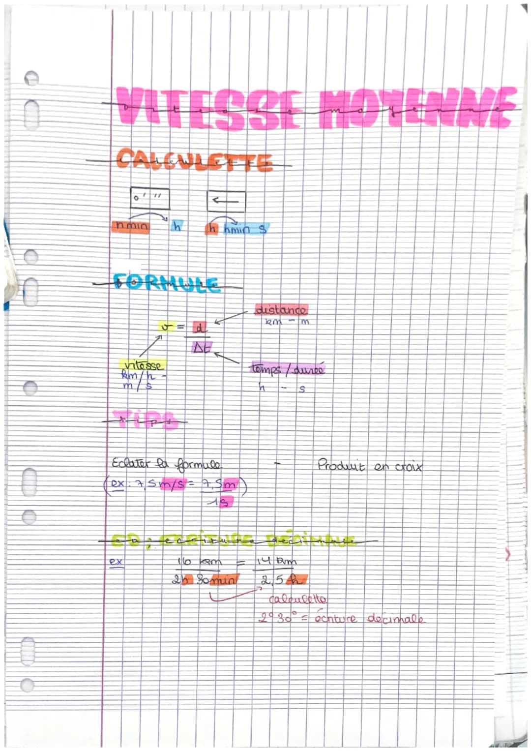 VITESSE MOYENNE

CALCULETTE

nmin h h hmin s

FORMULE

$v = \frac{d}{\Delta t}$

vitesse
km/h
m/s

distance
km - m

temps/durée
h - s

Eclat