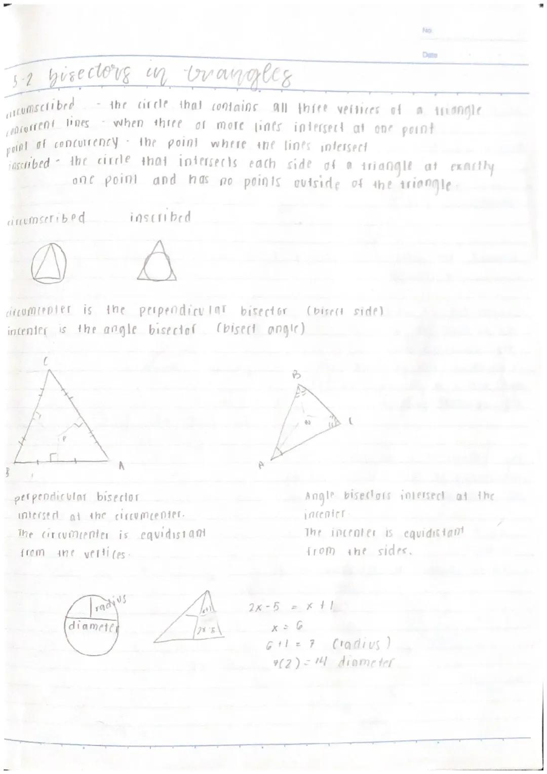 # No.

Date

5-1 porpendicular and angle BISECTORS

단

Theorem 5-1 Perpendicular Bisector.
if a point is on the If
perpendicular bisector
of