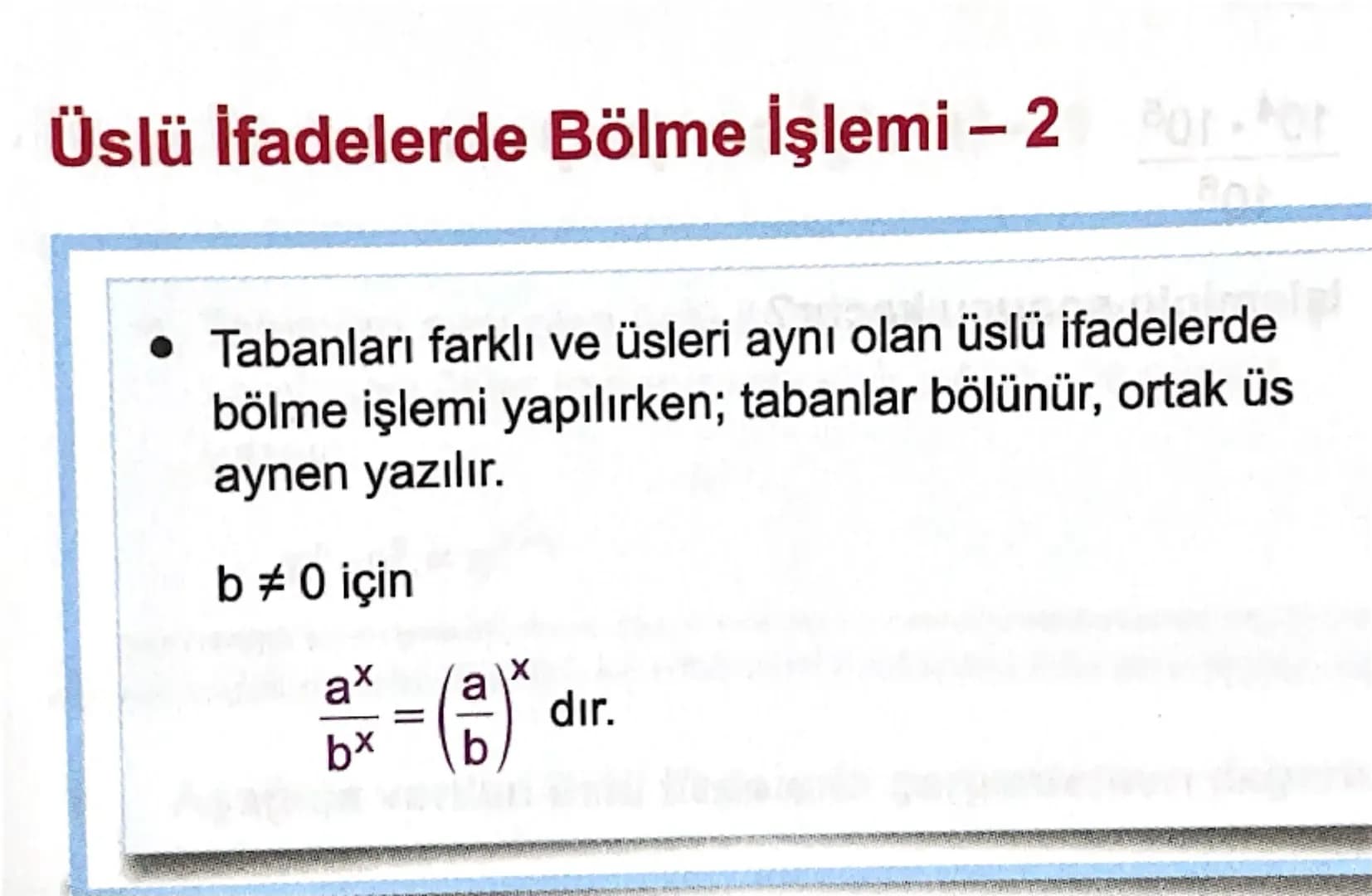 15 Tatil Tekrarı

Üstü ifade

a sıfırdan farklı gerçek sayı,, n sıfırdan darklı tam sayı
olmak üzere an ifadesing üslü gösterim. denir.

a s