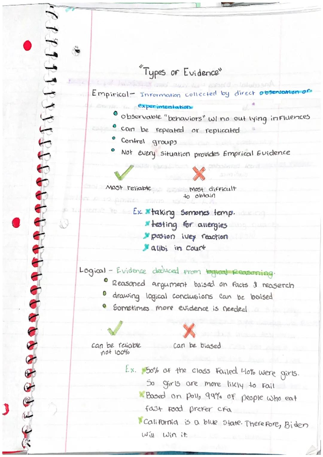 # "Types of Evidence"

Empirical- Information collected by direct observation or
experimentation.

*   observable "behaviors" wl no out lyin