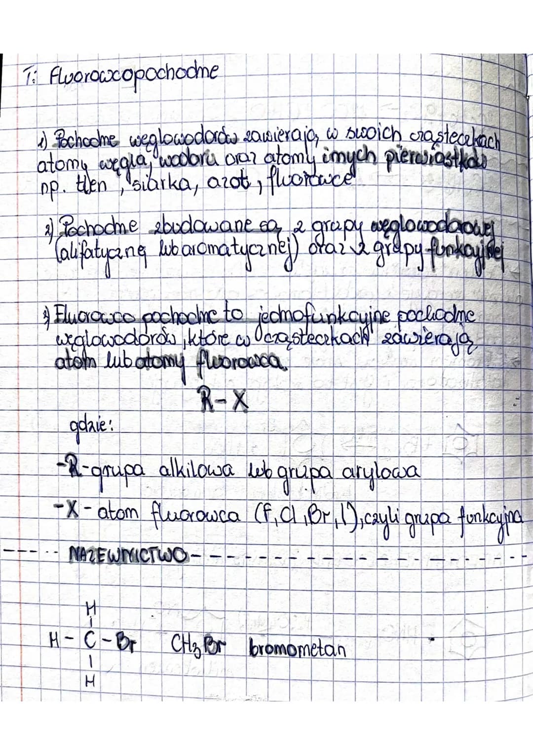 # 1: Fluorowcopochocme

1) Pochodne weglowodorów zawierają, w swoich rasteczkach
atomy węgla, wodora oraz atomy imych pierwiastkdo
np. then,