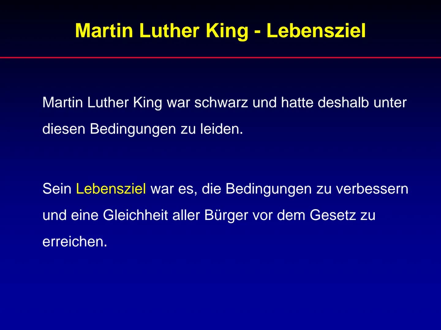 # Martin Luther King

Referat Martin Luther King

1. Lebenslauf
2. Wichtige Ereignisse während der Zeit von
Martin Luther King
3. Rede „I ha