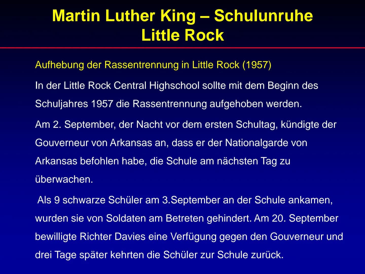 # Martin Luther King

Referat Martin Luther King

1. Lebenslauf
2. Wichtige Ereignisse während der Zeit von
Martin Luther King
3. Rede „I ha