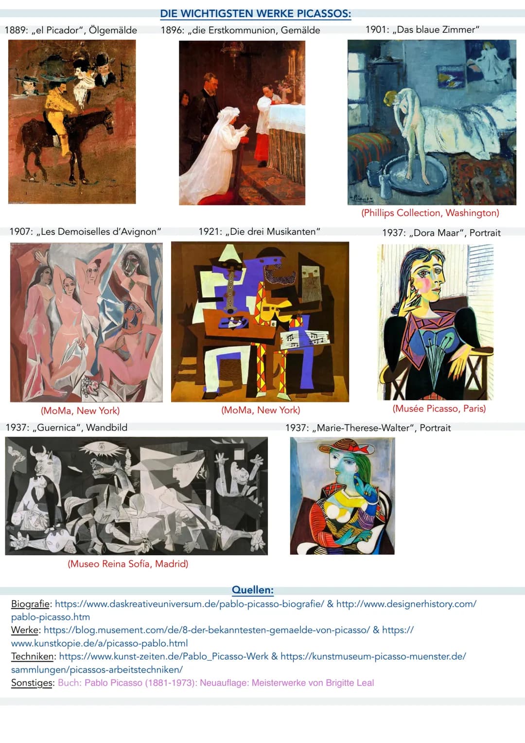 # Pablo Ruiz Picasso

LEBENSLAUF
25.10.1881: Geburt in Malaga, Spanien
1889: erstes Ölgemälde Pikador (Alter: 8 Jahre)
1891: Umzug nach la C