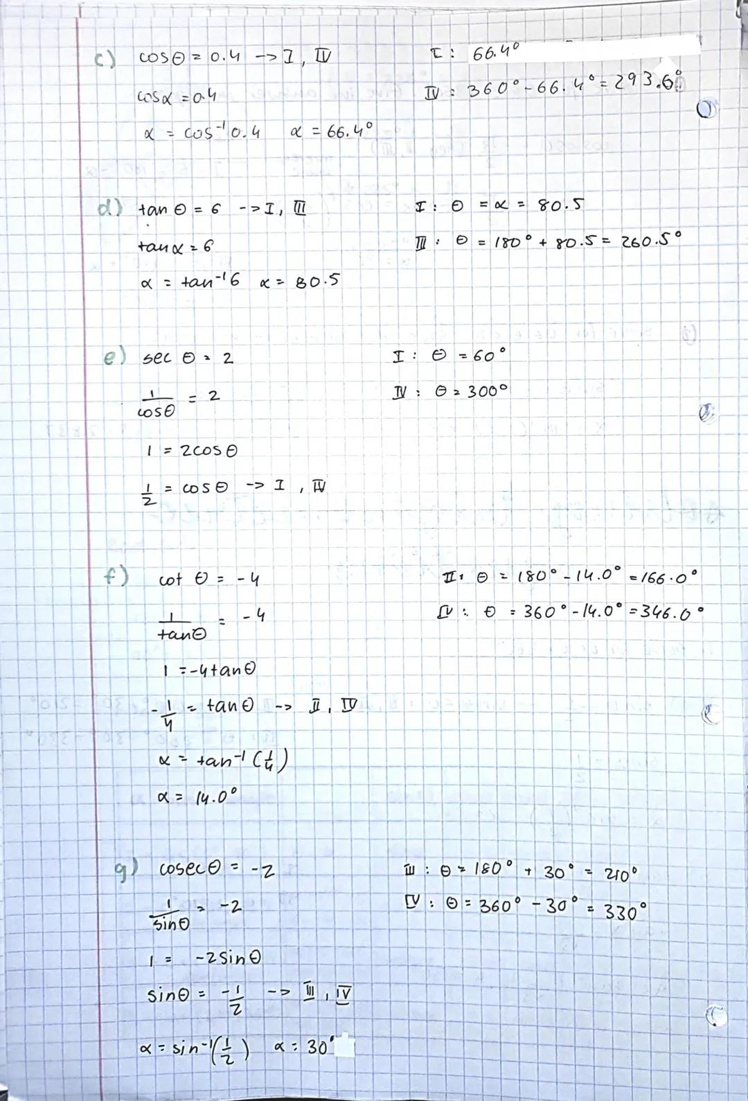 # solving trigonometric

equations

1. Solve for o느 06360°

 a) $sin\theta=-\frac{1}{2}$ → $sin\theta<0$:Ⅱ,ⅣⅢ+= 180°+30°=210°

$sina = \frac