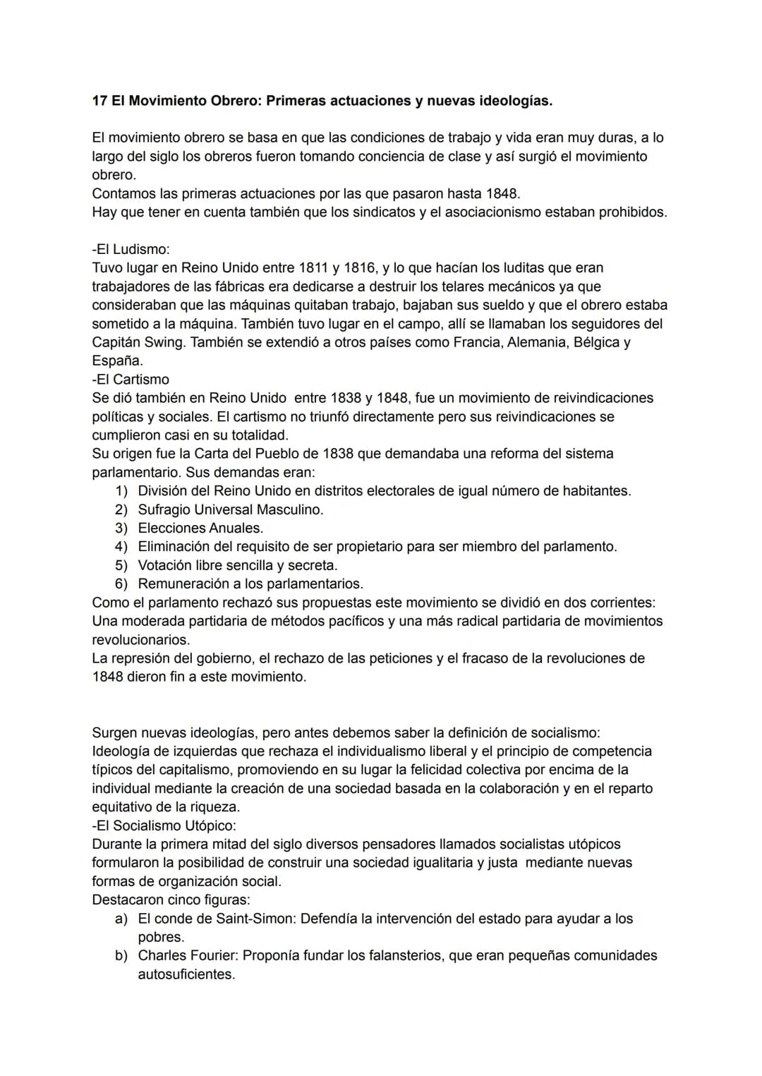 # 17 El Movimiento Obrero: Primeras actuaciones y nuevas ideologías.

El movimiento obrero se basa en que las condiciones de trabajo y vida 