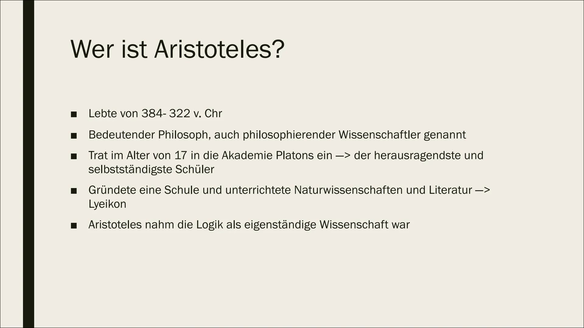 ARISTOTELES'S
GLÜCKDEFINITION # Inhaltsverzeichnis

- Wer ist Aristoteles?
- Seine Ansichten der Welt
- Seine natürliche Rangordnung
- Seine