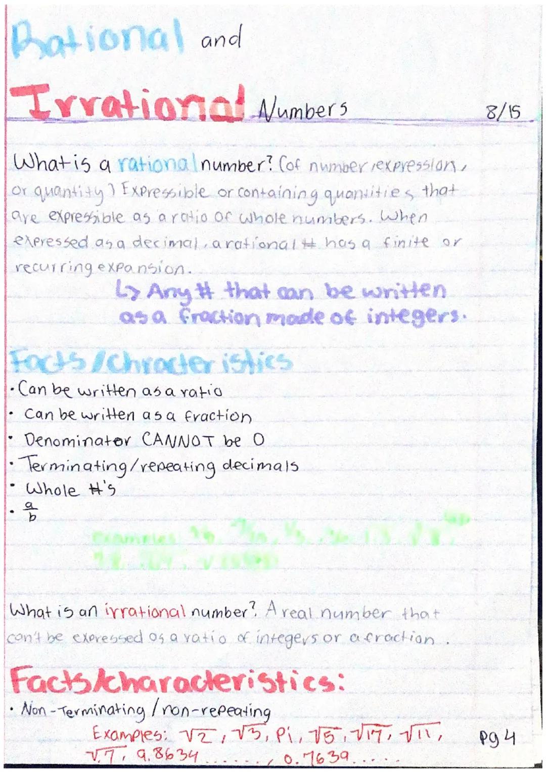 Rational and

Irrational Numbers

What is a rational number? (of number,expression,
or quantity) Expressible or containing quantities that
a