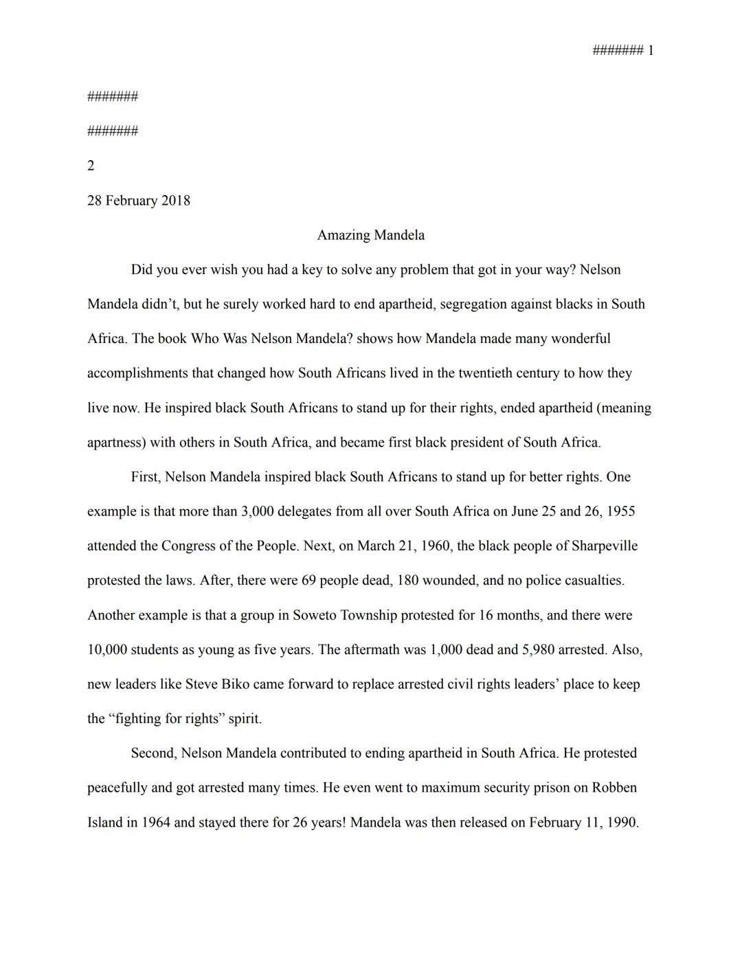 #######
#######
2

28 February 2018

####### 1

Amazing Mandela

Did you ever wish you had a key to solve any problem that got in your way? 