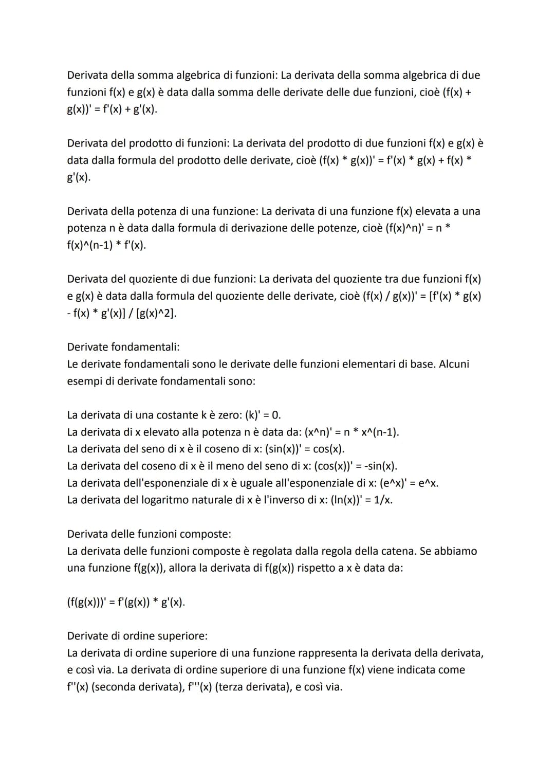 MATEMATICA FORMULE E REGOLE

Modulo 1: Funzione, dominio, codominio, funzioni notevoli
Modulo 2: rapporto incrementale e di derivata, studio