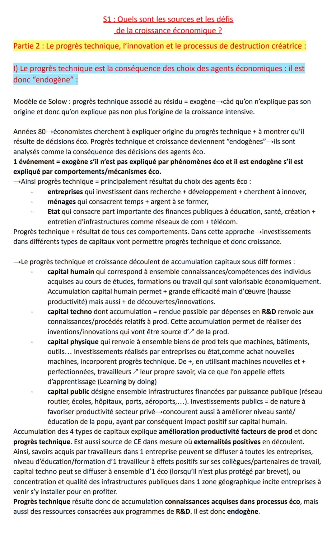 # S1: Quels sont les sources et les défis
de la croissance économique ?

Partie 2: Le progrès technique, l'innovation et le processus de des