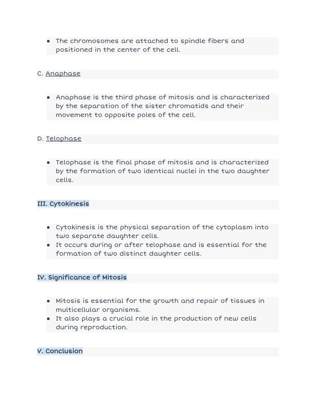 # MITOSIS

I. Introduction

- Mitosis is the process of cell division in which a single parent
cell divides into two identical daughter cell