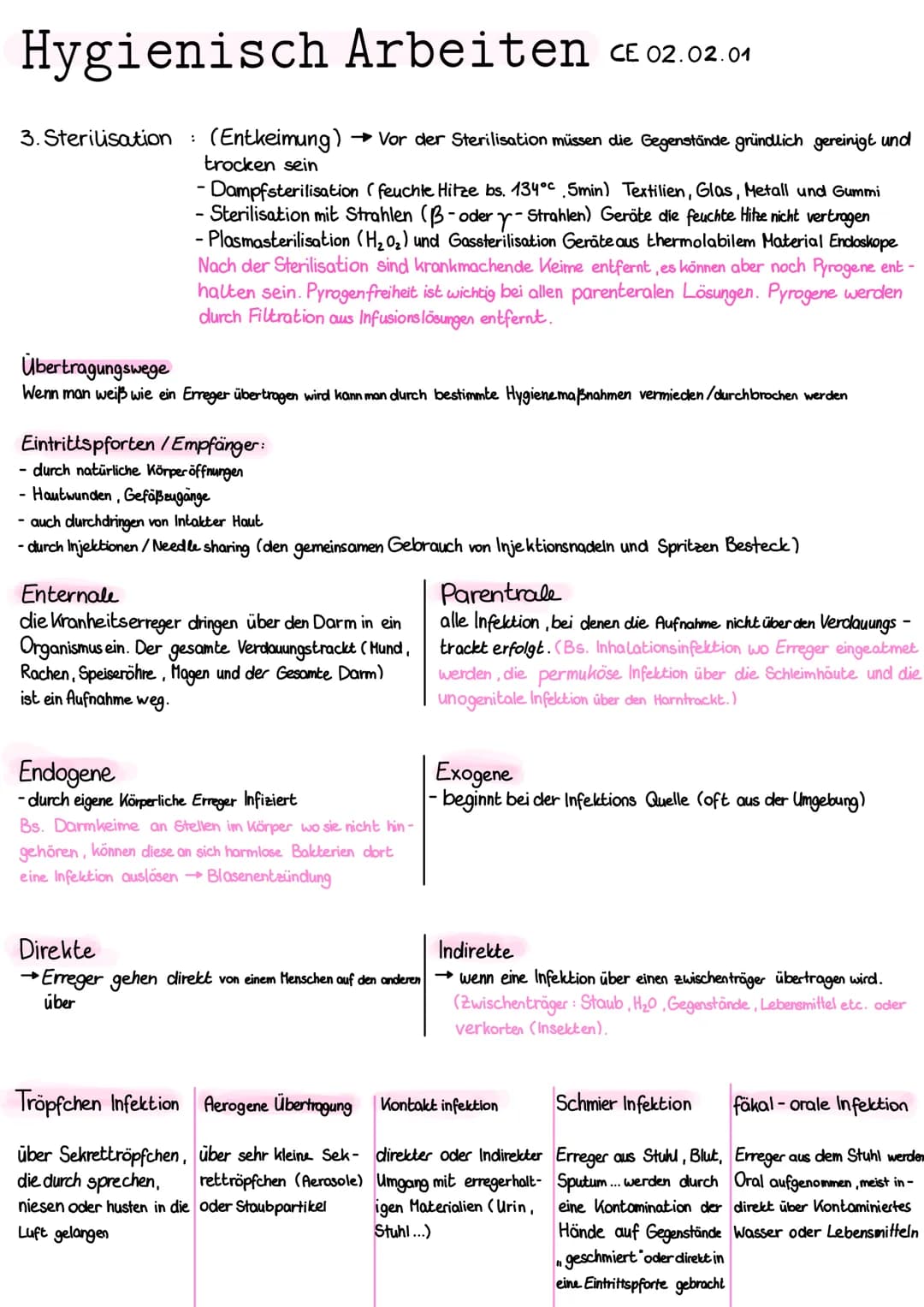 # Hygienisch Arbeiten CE 02.02.01

Definition:
Grichisch hygiena = Gesundheit

→ Gesamtheit aller Maßnahmen zur Verhütung von Krankheiten
du