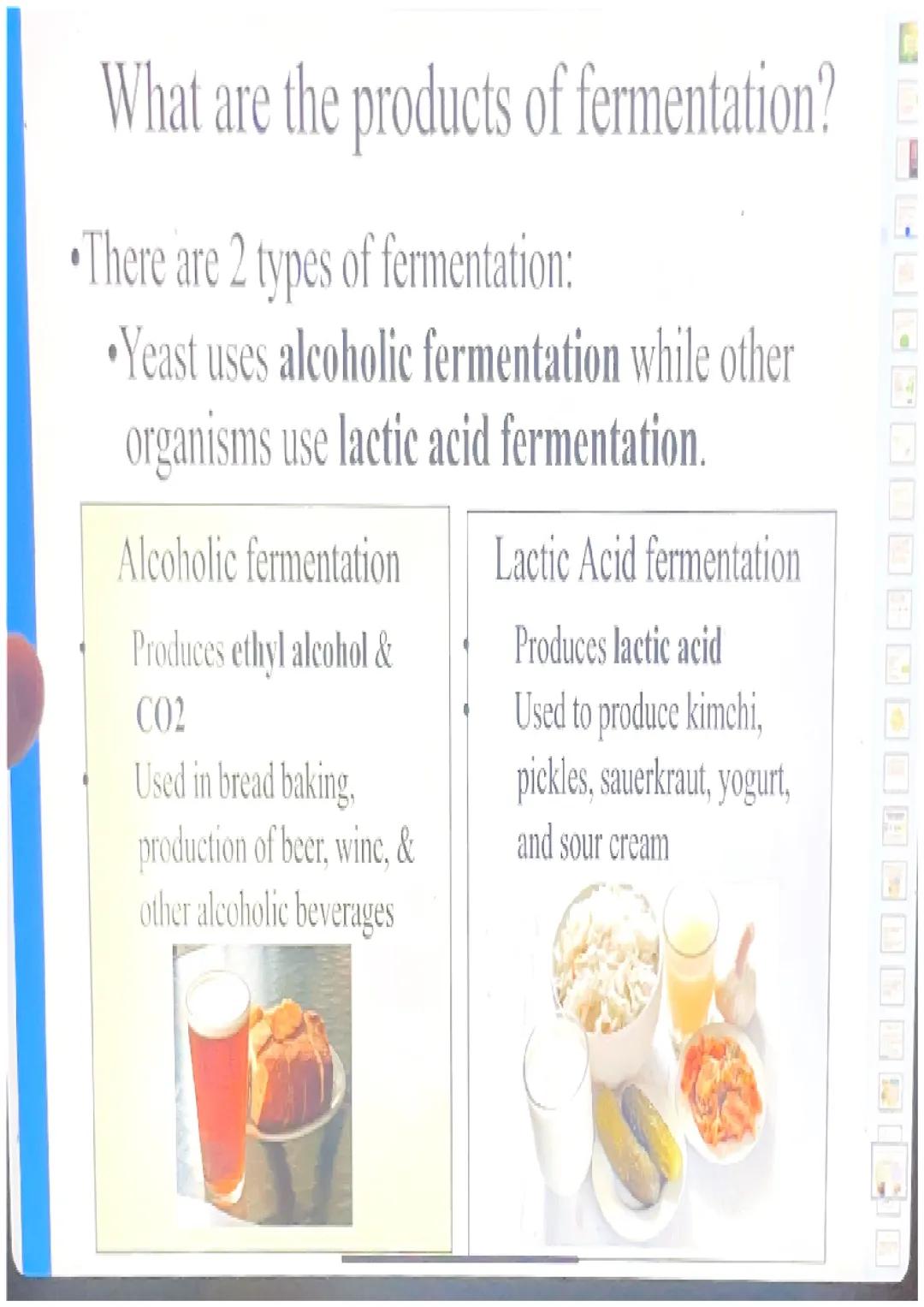 What happens in glycolysis?

•In glycolysis, a glucose molecule is
broken into 2 pyruvic acid
molecules.
•2 ATP are produced.
•Electrons are