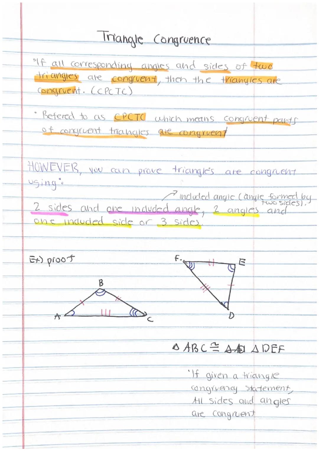 # 3.08 Triangle Congruence Included angle

• The angle formed by two sides.

ex) which angle is the included angle for
sides AB and BC

A. A
