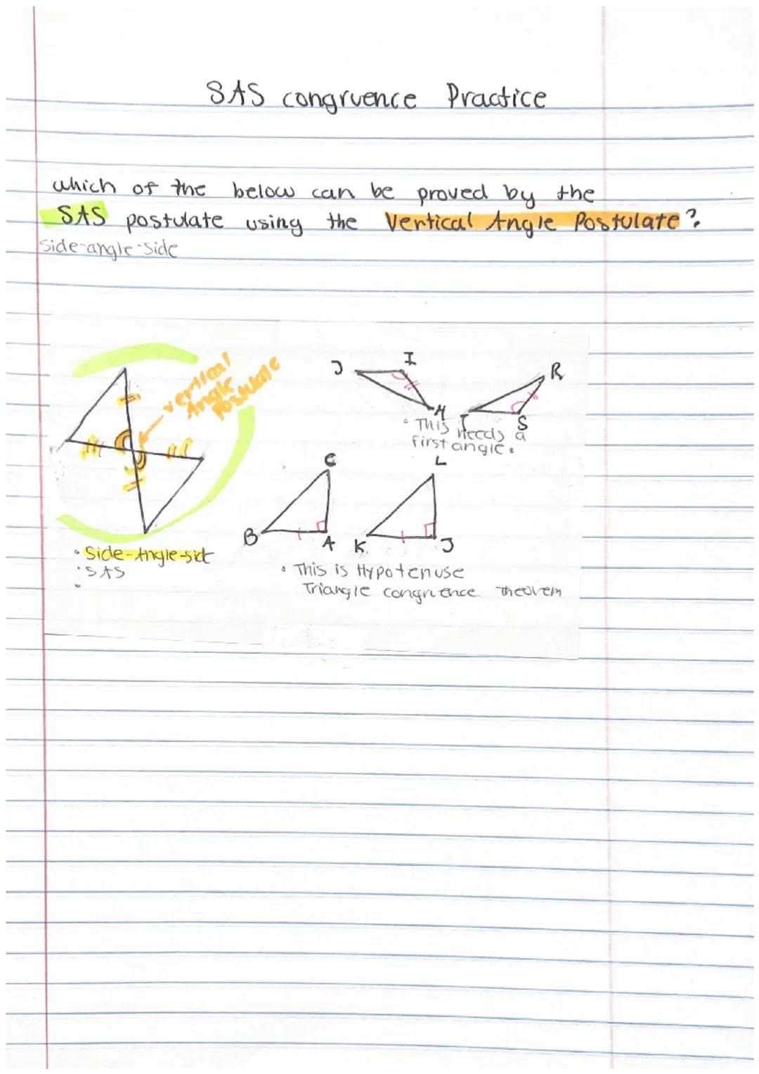 # 3.08 Triangle Congruence Included angle

• The angle formed by two sides.

ex) which angle is the included angle for
sides AB and BC

A. A
