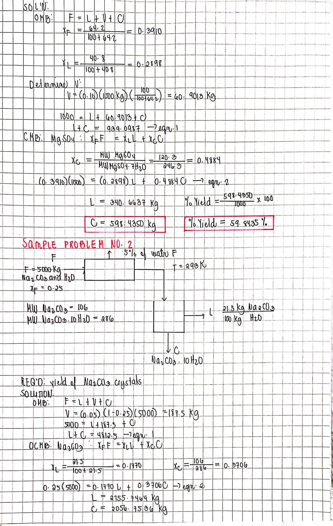 # Sample Problem

A. Solubility of soda ash at 30°C in gling water.
soda ash → sodium Carbonate, Na₂ CO₃. 10H₂0.

solubility = 38.8g/100g → 