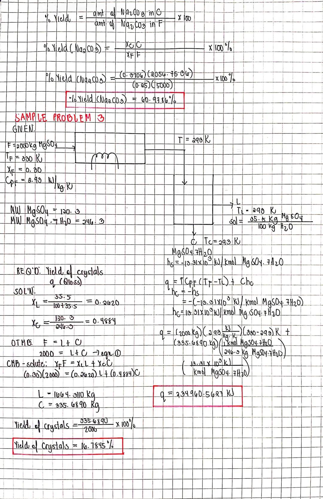 # Sample Problem

A. Solubility of soda ash at 30°C in gling water.
soda ash → sodium Carbonate, Na₂ CO₃. 10H₂0.

solubility = 38.8g/100g → 