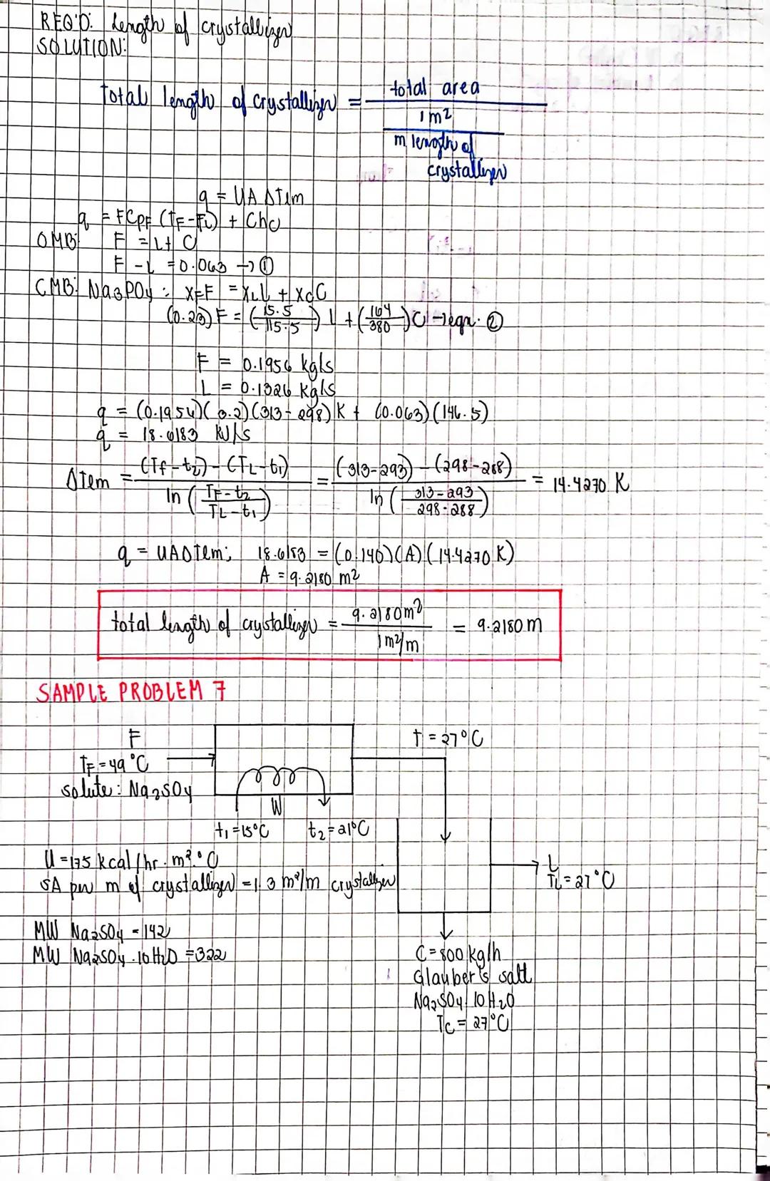 # Sample Problem

A. Solubility of soda ash at 30°C in gling water.
soda ash → sodium Carbonate, Na₂ CO₃. 10H₂0.

solubility = 38.8g/100g → 