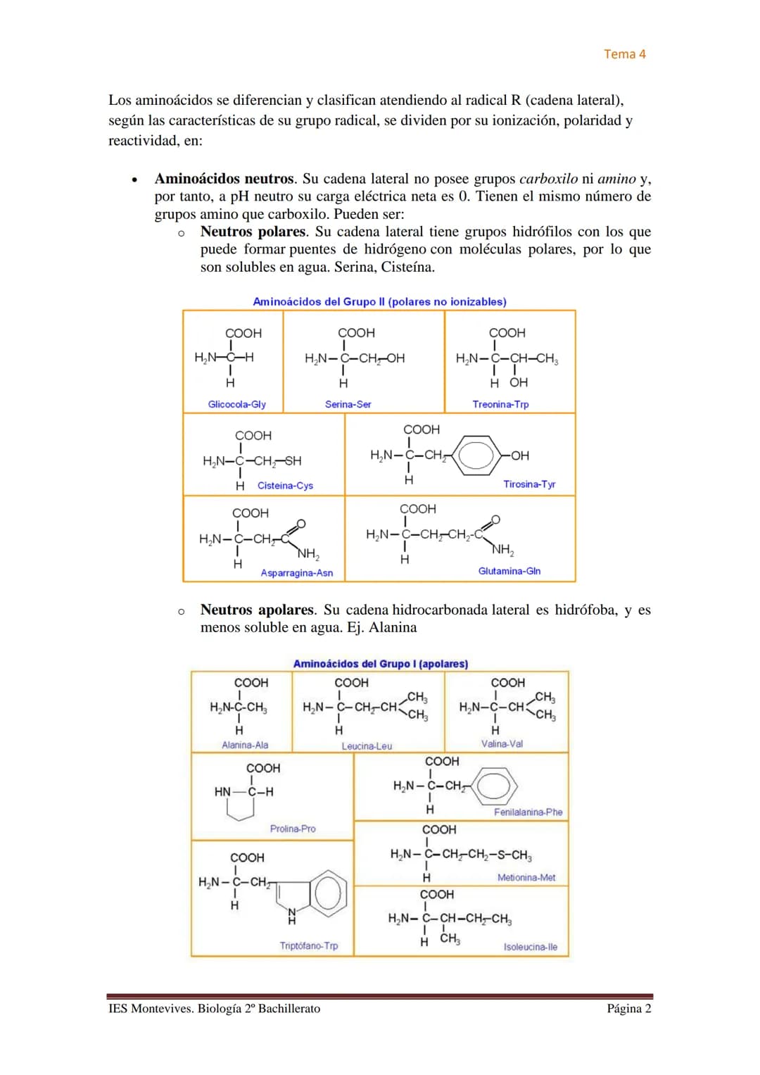 Tema 4

# TEMA 4 LAS PROTEÍNAS. ENZIMAS. VITAMINAS

## A. PROTEÍNAS

### I. Características Generales

✔ Son las biomoléculas más abundantes