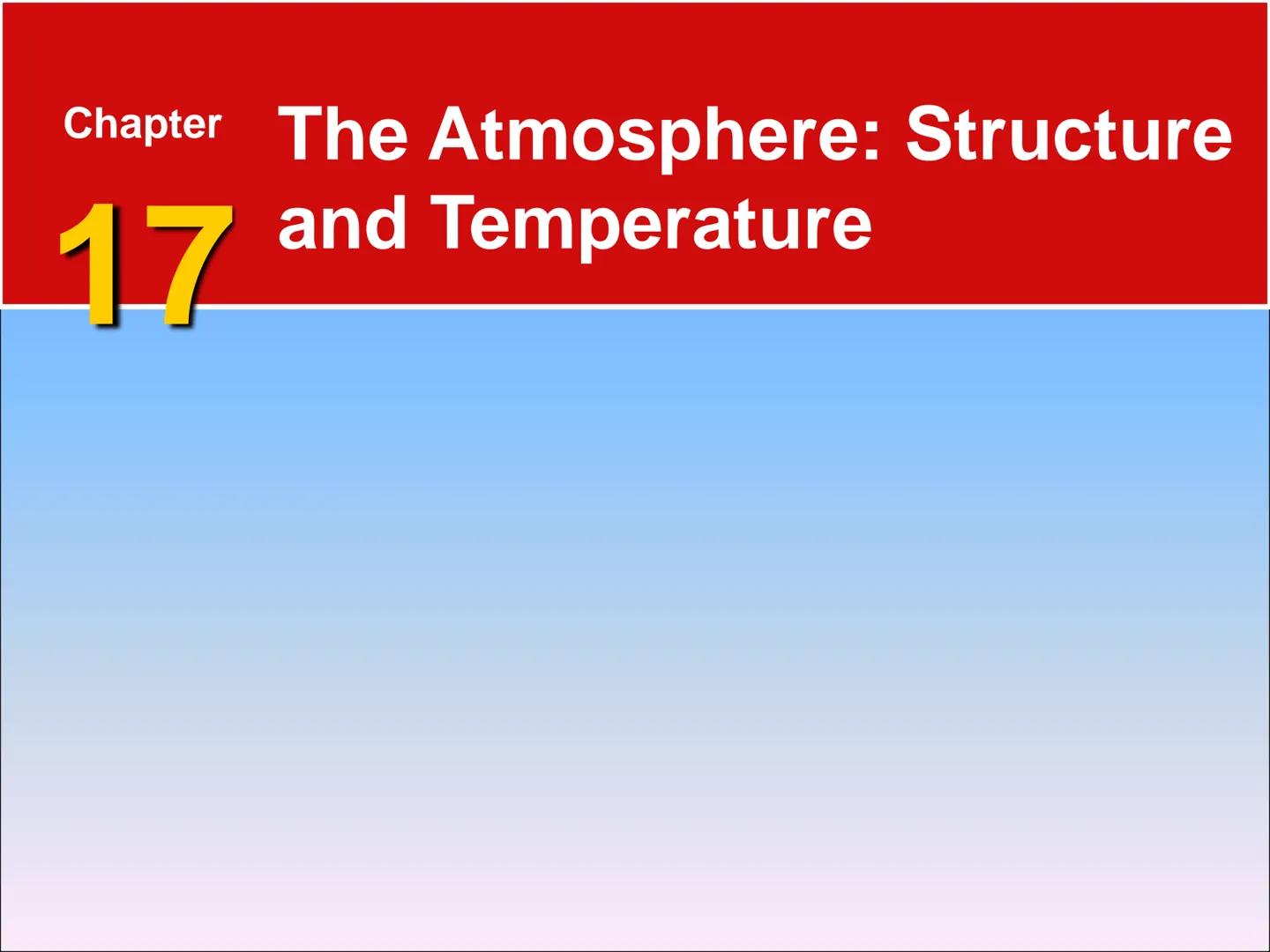 Chapter The Atmosphere: Structure
17 and Temperature # 17.1 Atmosphere Characteristics

## Composition of the Atmosphere

*   Weather is con