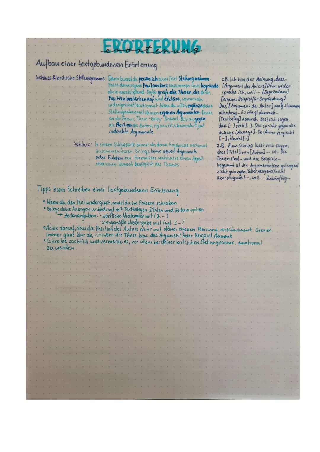 # ERORTERUNG

Textgebundene Erörterung

1. Zweckdienliche Hinführung

-über das Thema einleiten.

2. Einleitung

-Autor, Titel, Thema, Art,

