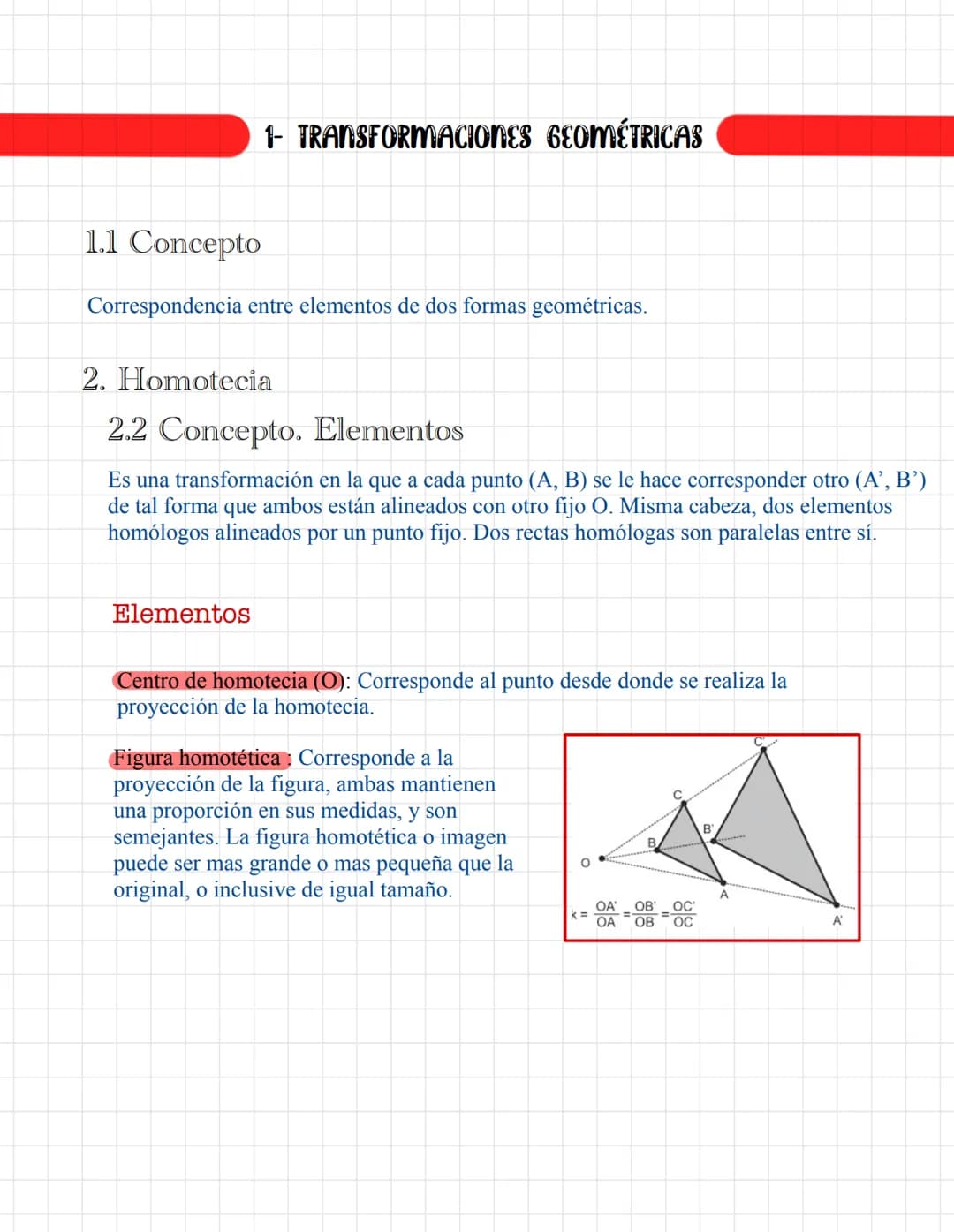 # Transformaciones geométricas

Yanira Moya Vega 1' BACH A # 1- TRANSFORMACIONES GEOMÉTRICAS

1.1 Concepto

Correspondencia entre elementos 