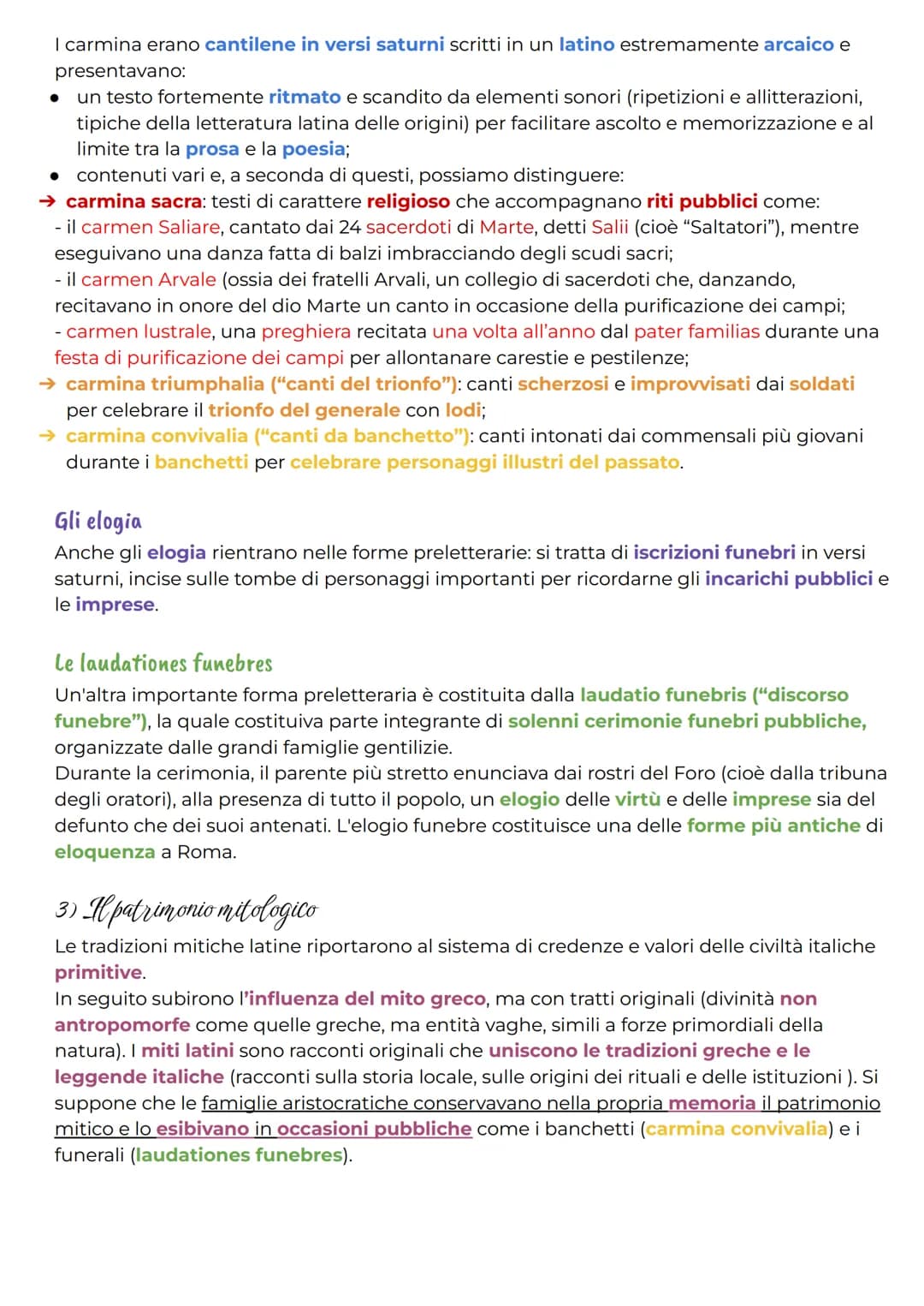 STUDIARE "RIPASSA" A P. 19

# La preistoria della letteratura latina

## 1) Letteratura e preletteratura

Convenzionalmente l'inizio della l