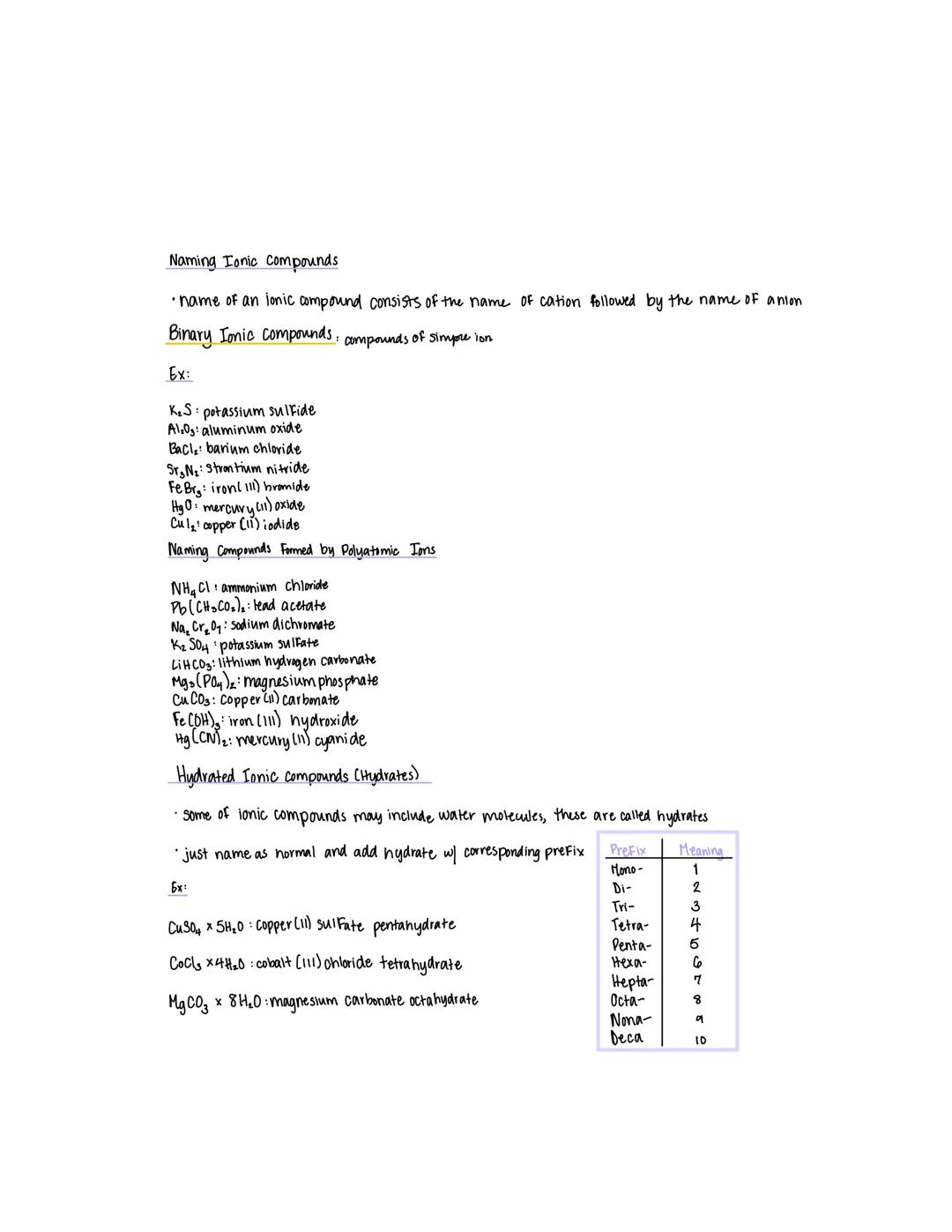 # Naming Ionic Compounds
Naming Ions
Positively Charged Ions (Cations)
*   names of simple cations (ions of metals) are derived from the nam