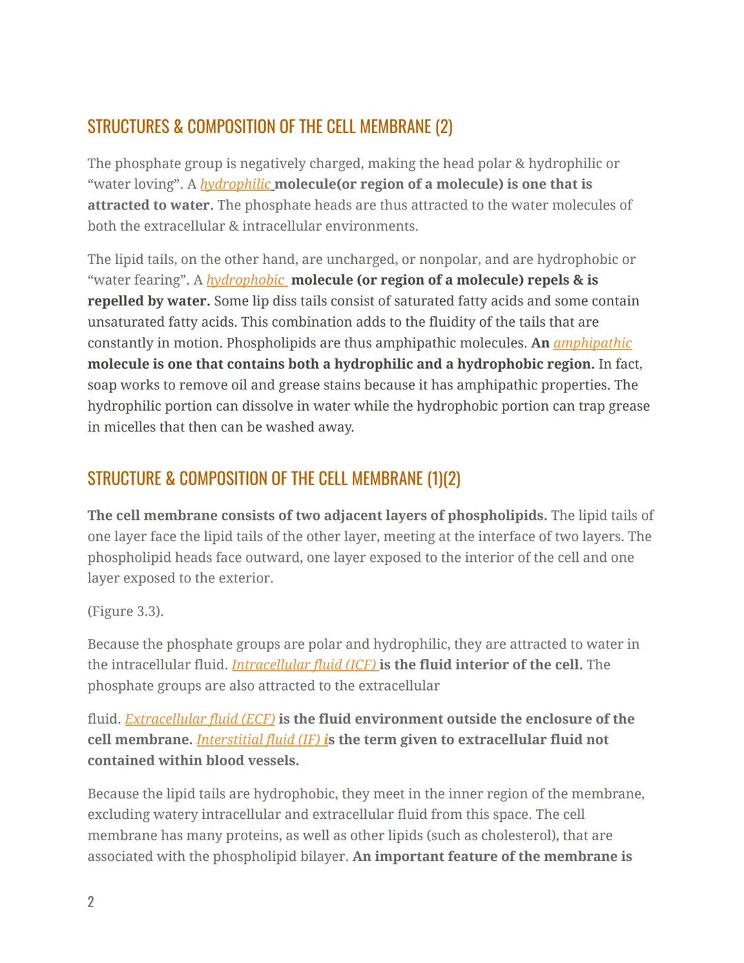 # Chapter 3.1 Anatomy Notes

Anatomy & Physiology

Chapter 3 The Cellular Level Of Organization

STRUCTURE & COMPOSITION OF THE CELL MEMBRAN