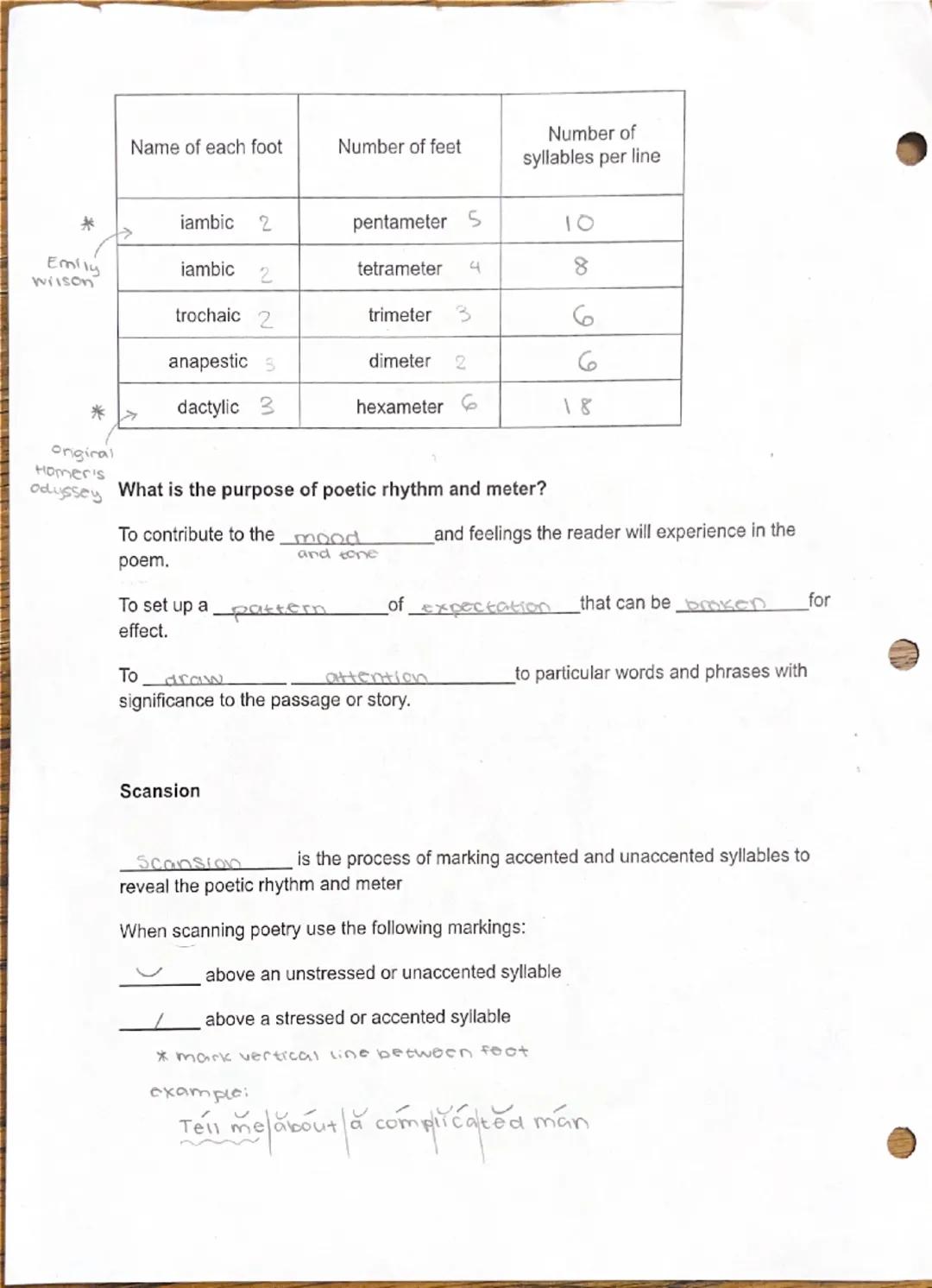 # Poetic Rhythm and Meter

Rhythm -pattern of beats, in poetry created by accented or stressed
combined with unaccented or unstressed syllab