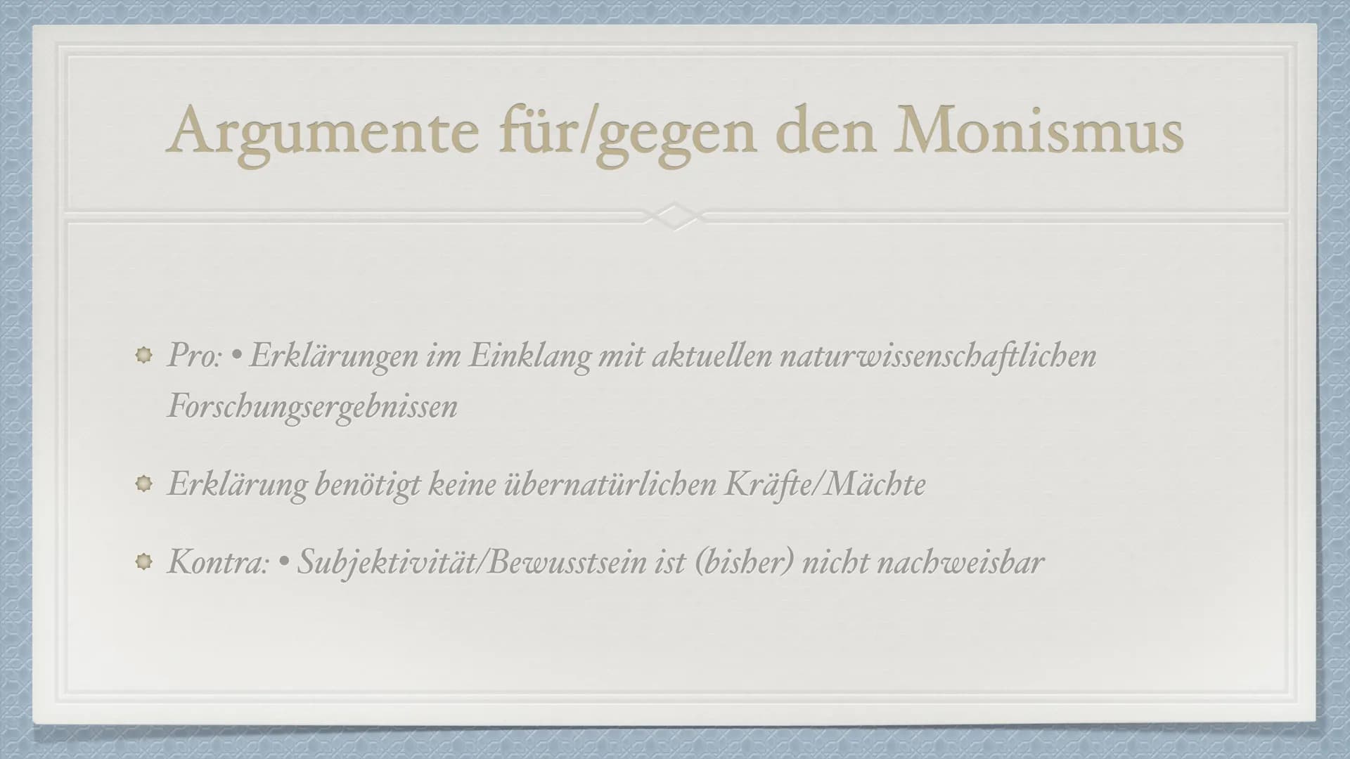 # Das Leib-Seele-Problem

Eine Präsentation von Anisa S. und Senita K. # Was ist das Leib-Seele-Problem?

*   Philosophischer Diskurs über d